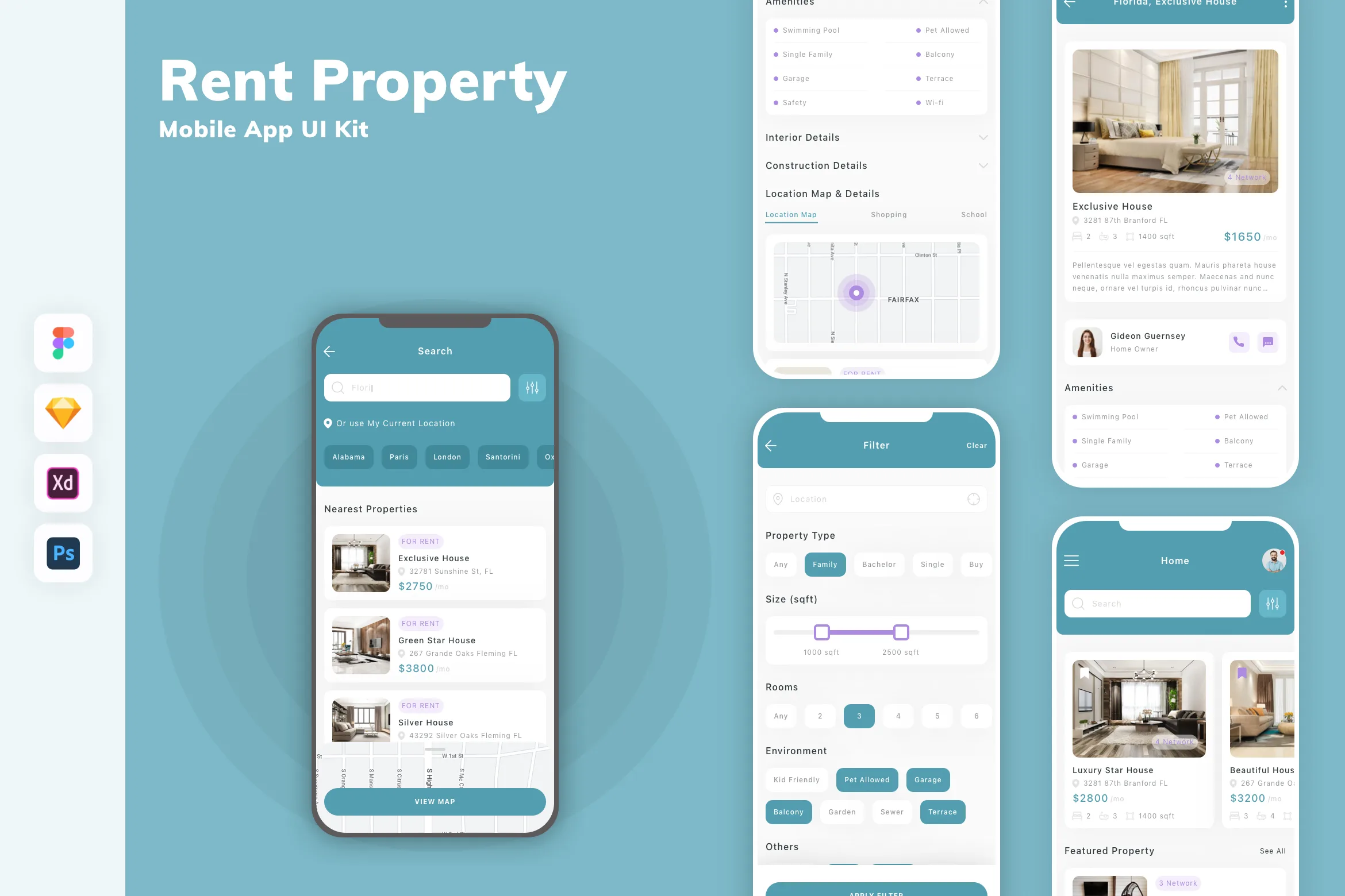Rent Property Mobile App UI Kit for Figma, Sketch & XD | UIworkshop