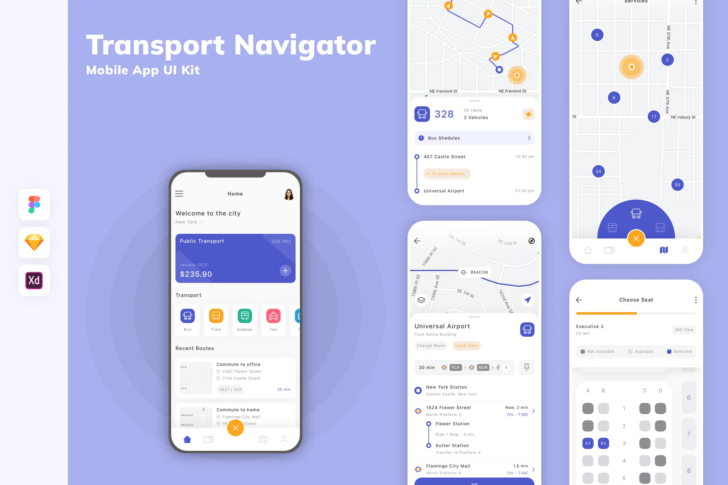 Transport Navigator Mobile App UI Kit