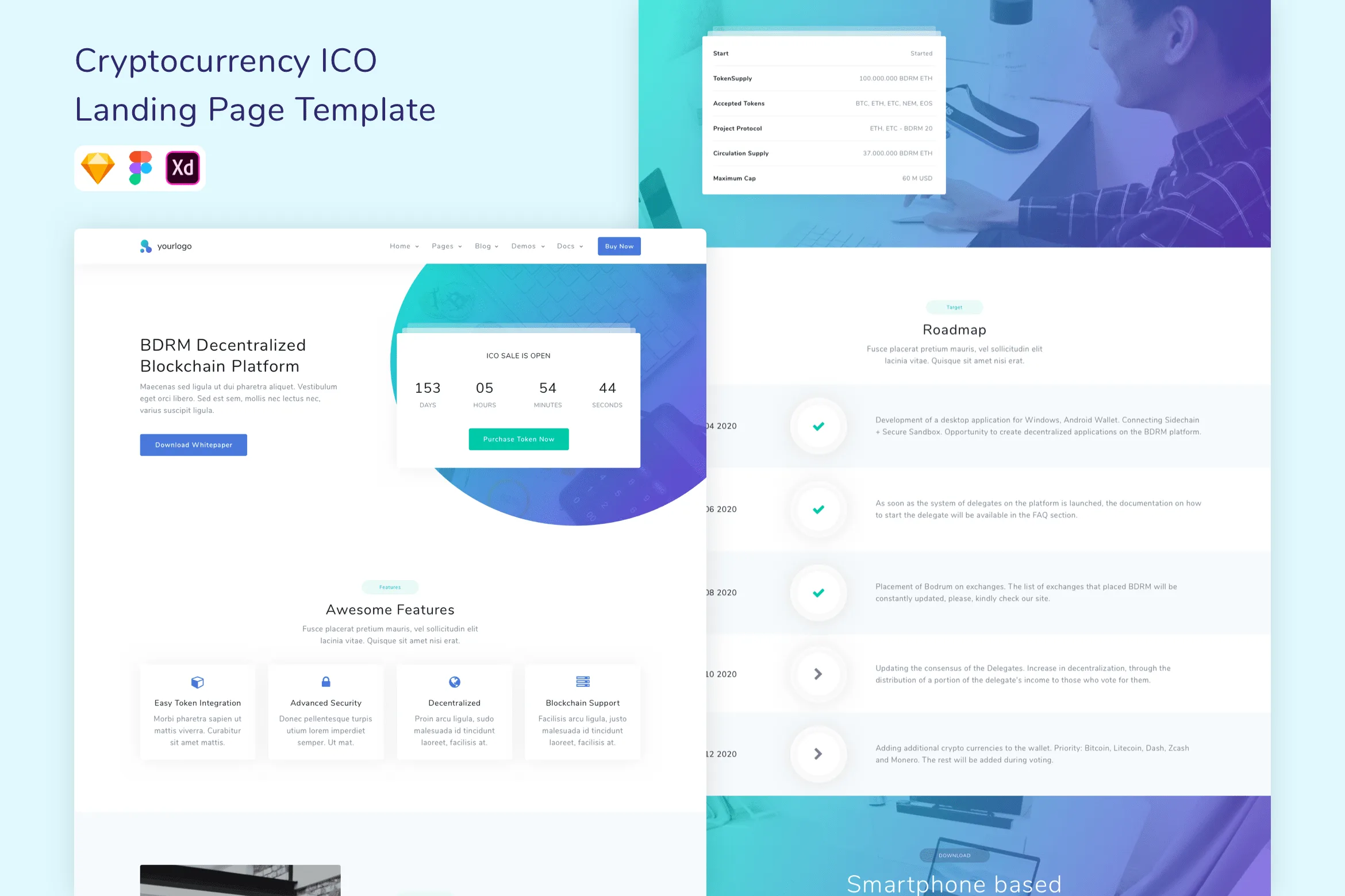 Cryptocurrency ICO Landing Page Template