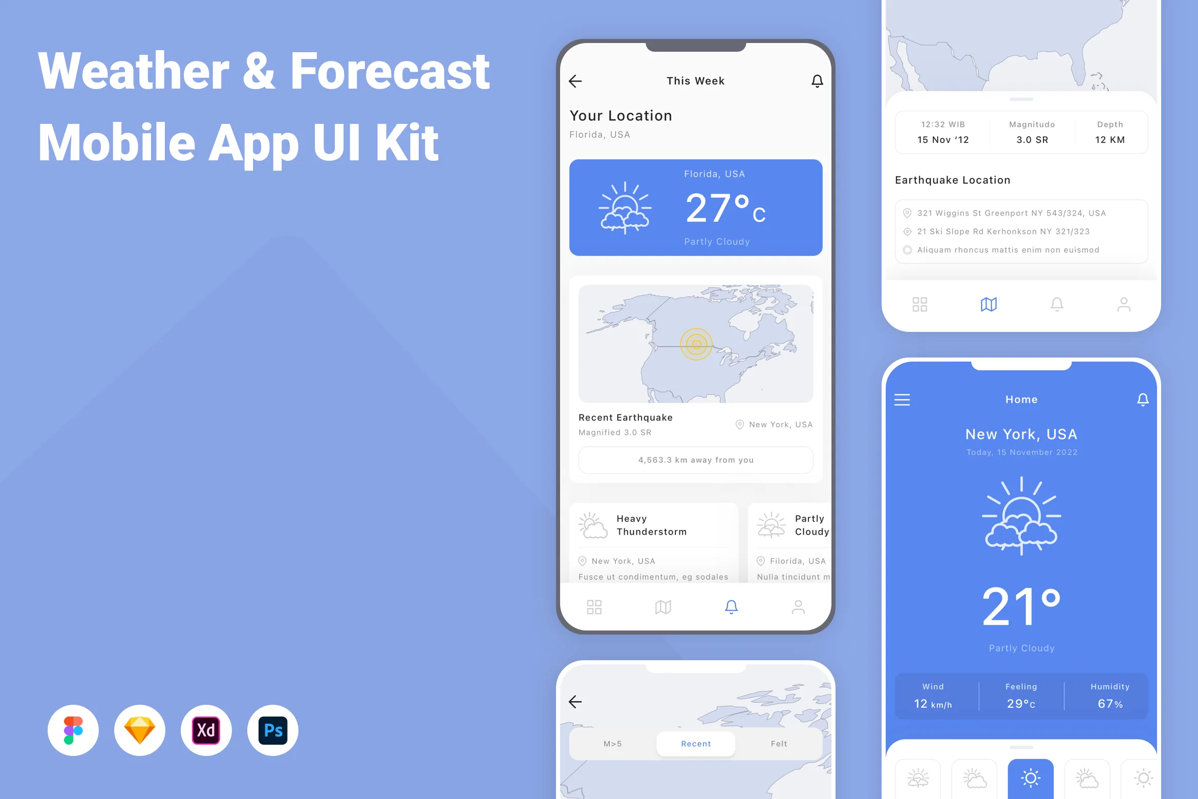 Weather & Forecast Mobile App UI Kit