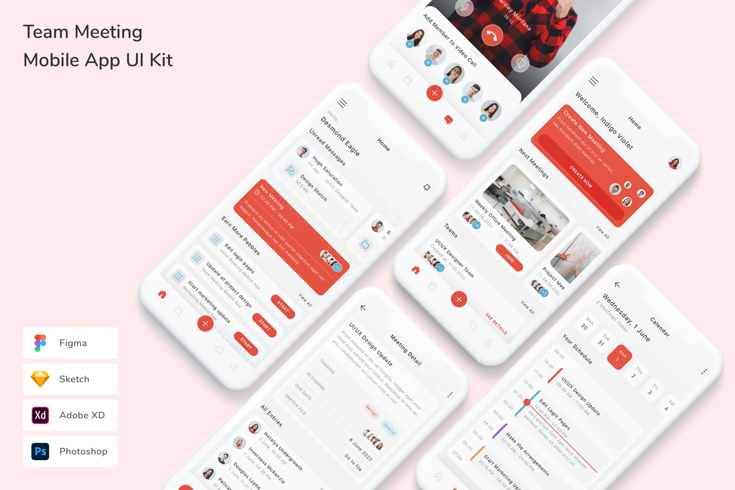 Team Meeting Mobile App UI Kit