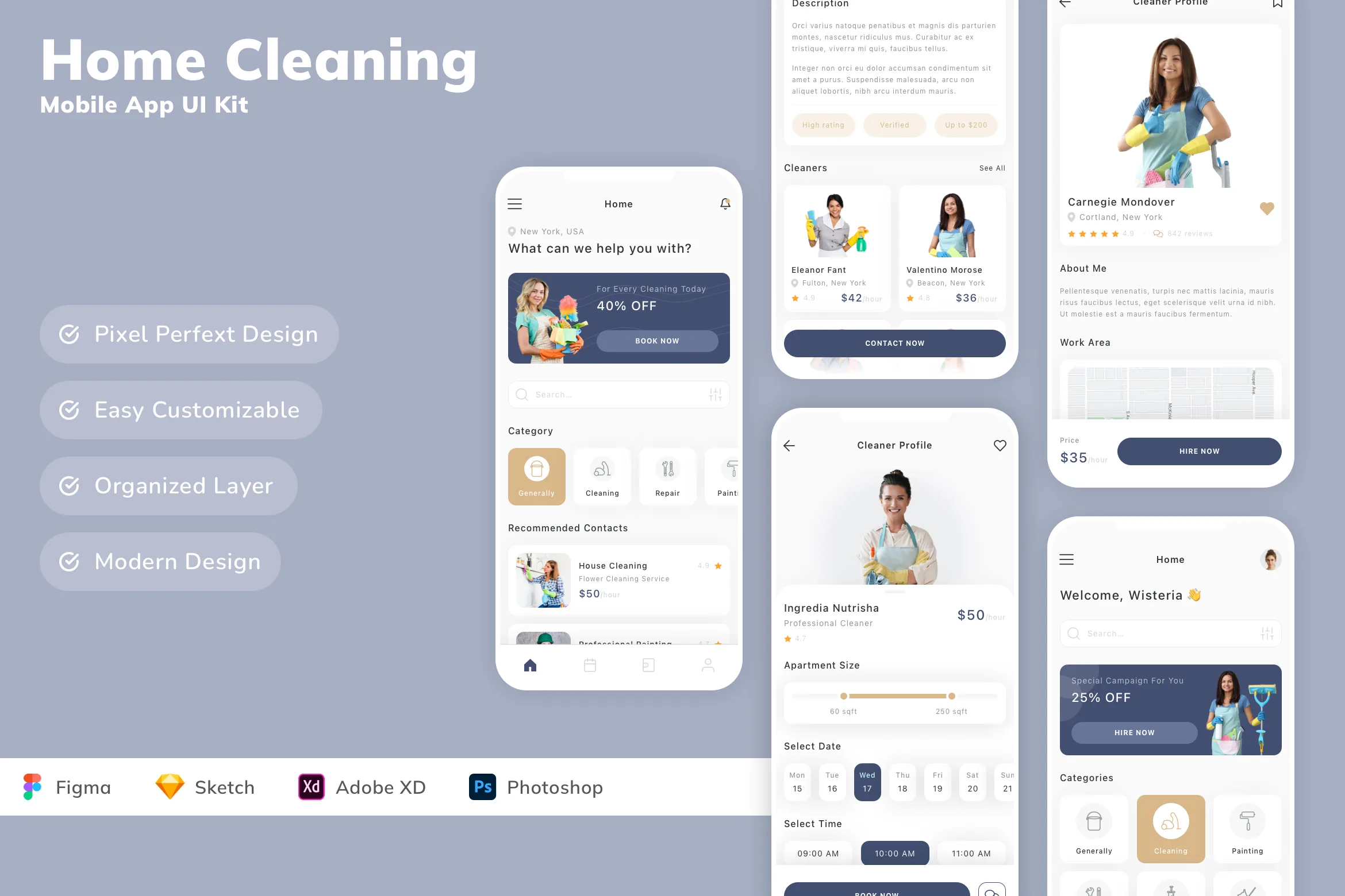 Home Cleaning Mobile App UI Kit