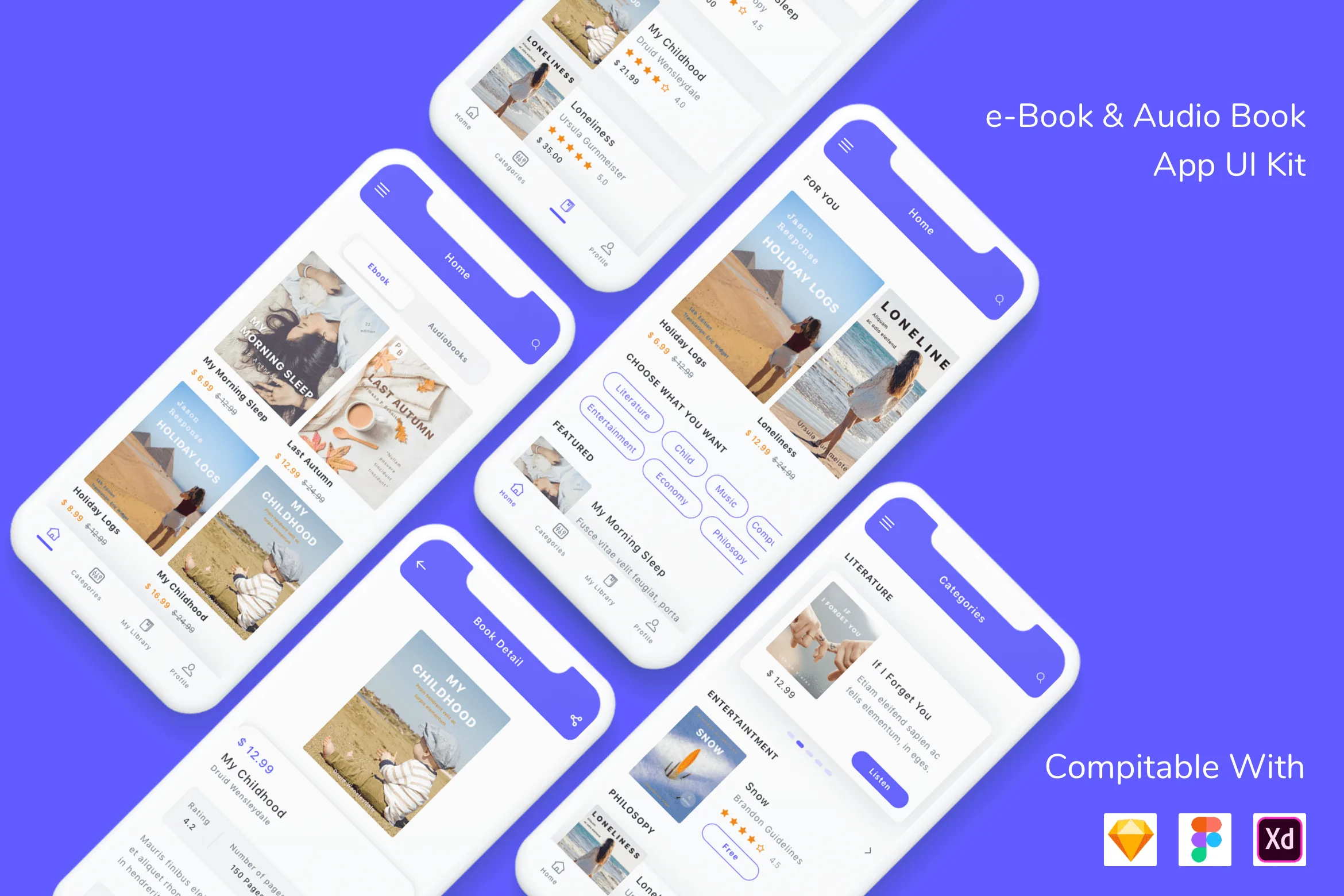 e-Book & Audio Book App UI Kit