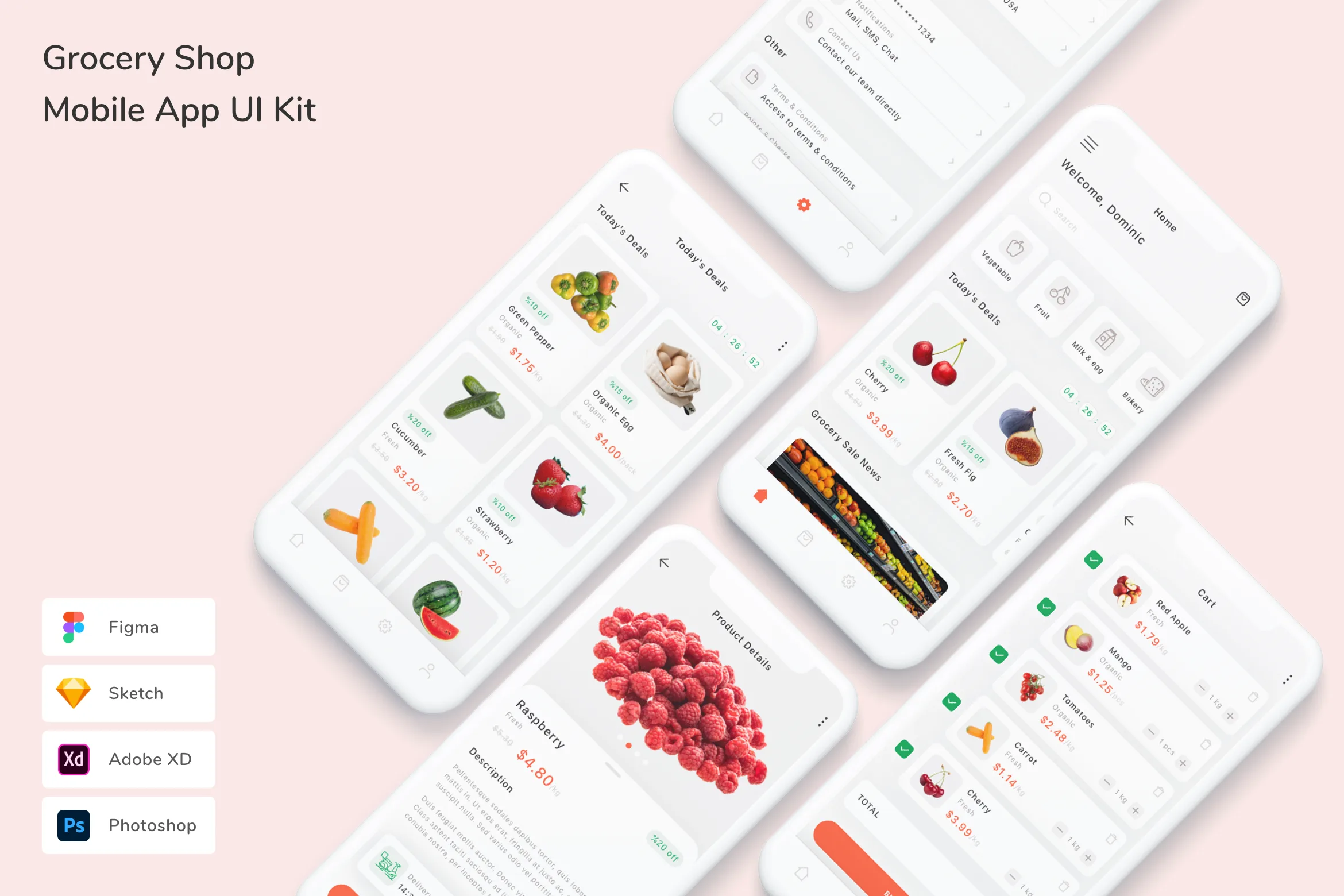 Grocery Shop Mobile App UI Kit for Figma, Sketch & XD | UIworkshop