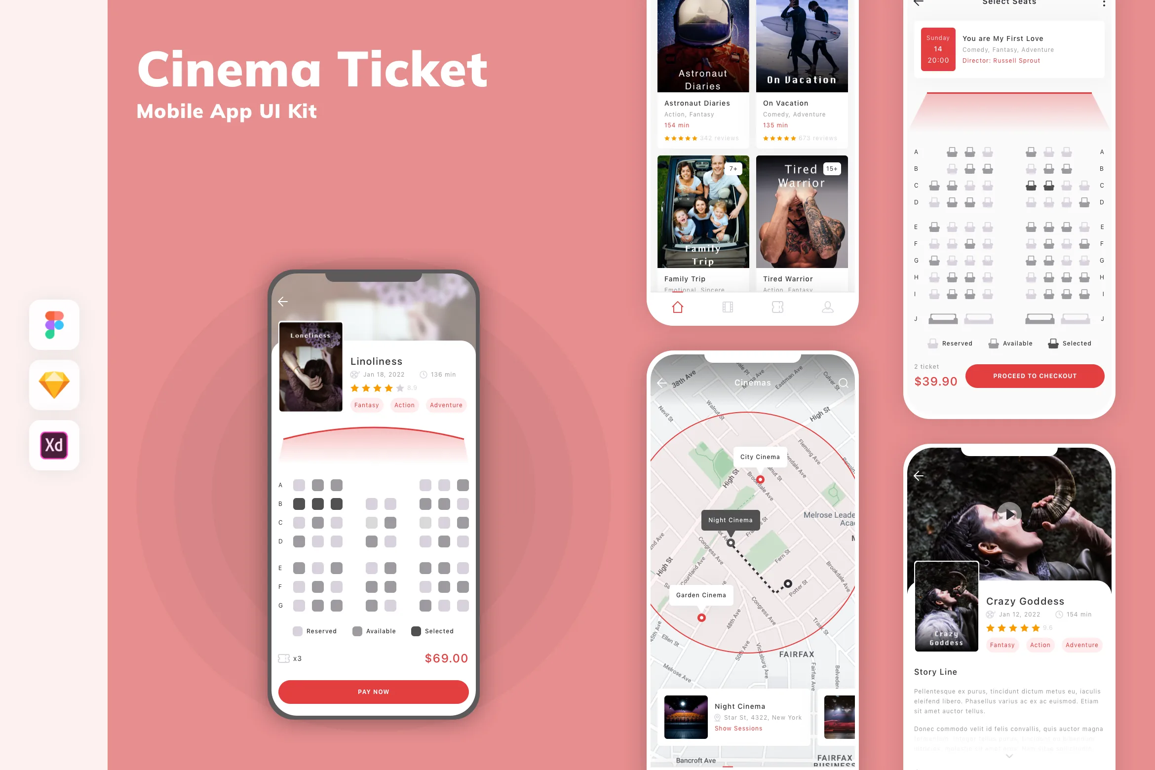Cinema Ticket Mobile App UI Kit