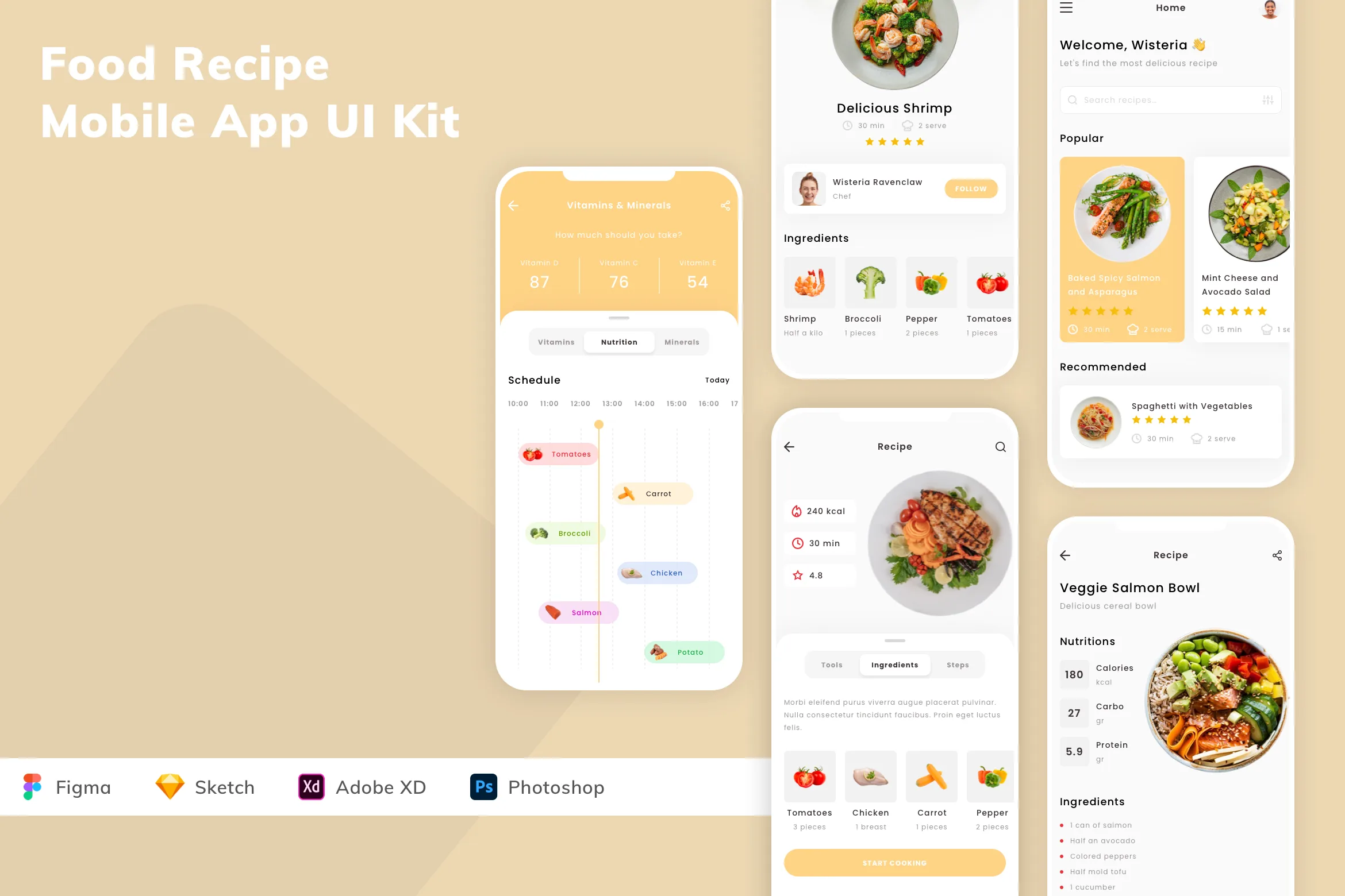Food Recipe Mobile App UI Kit