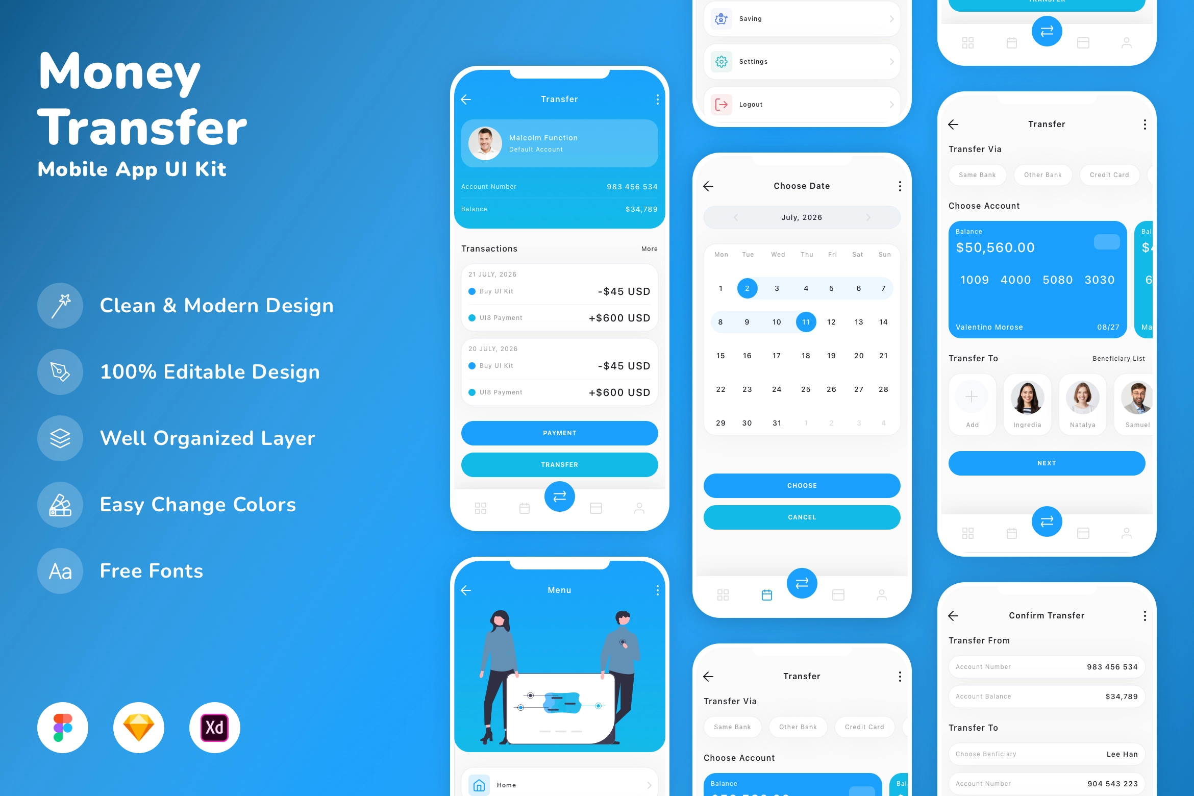 Money Transfer Mobile App UI Kit