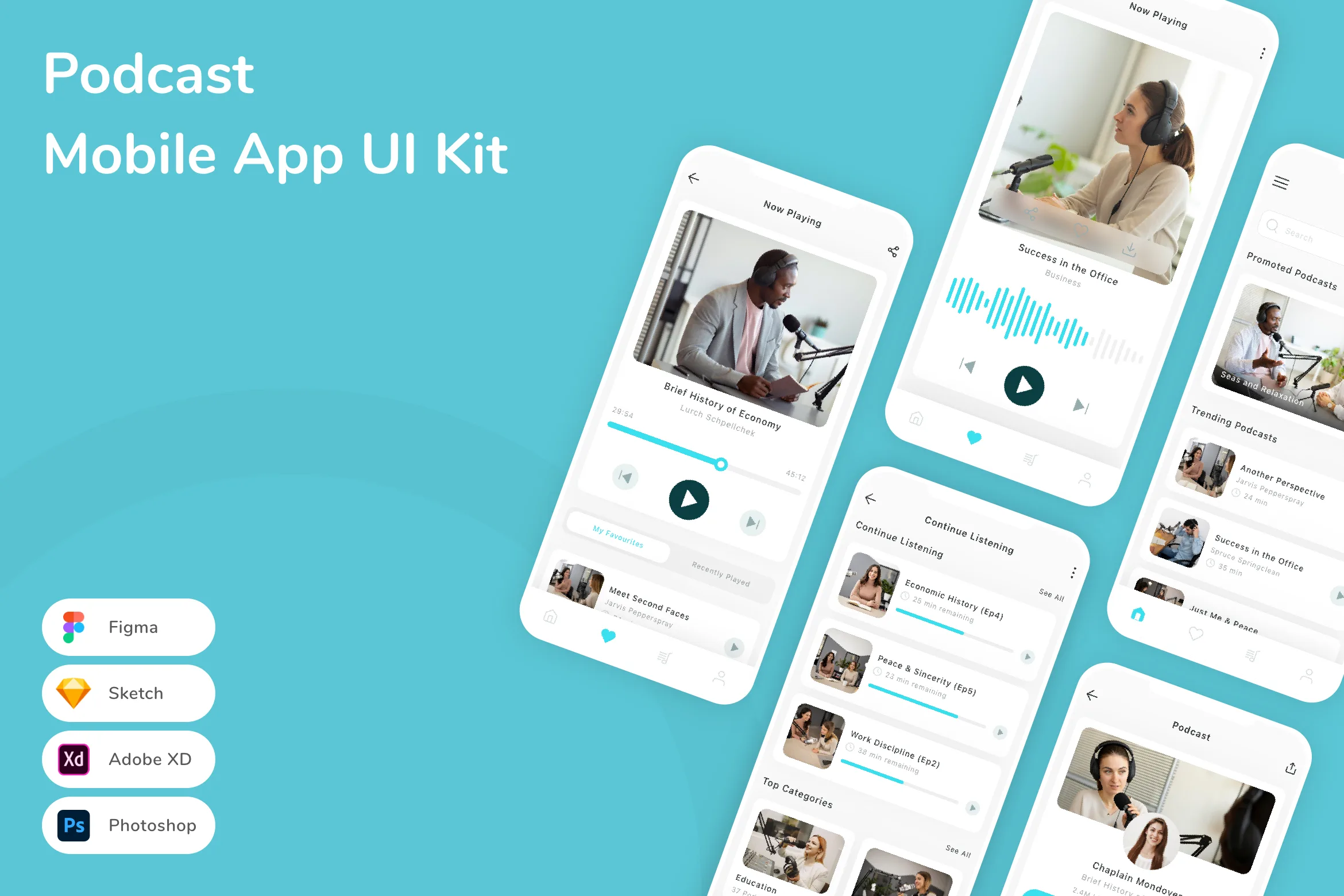 Podcast Mobile App UI Kit for Figma, Sketch & XD | UIworkshop
