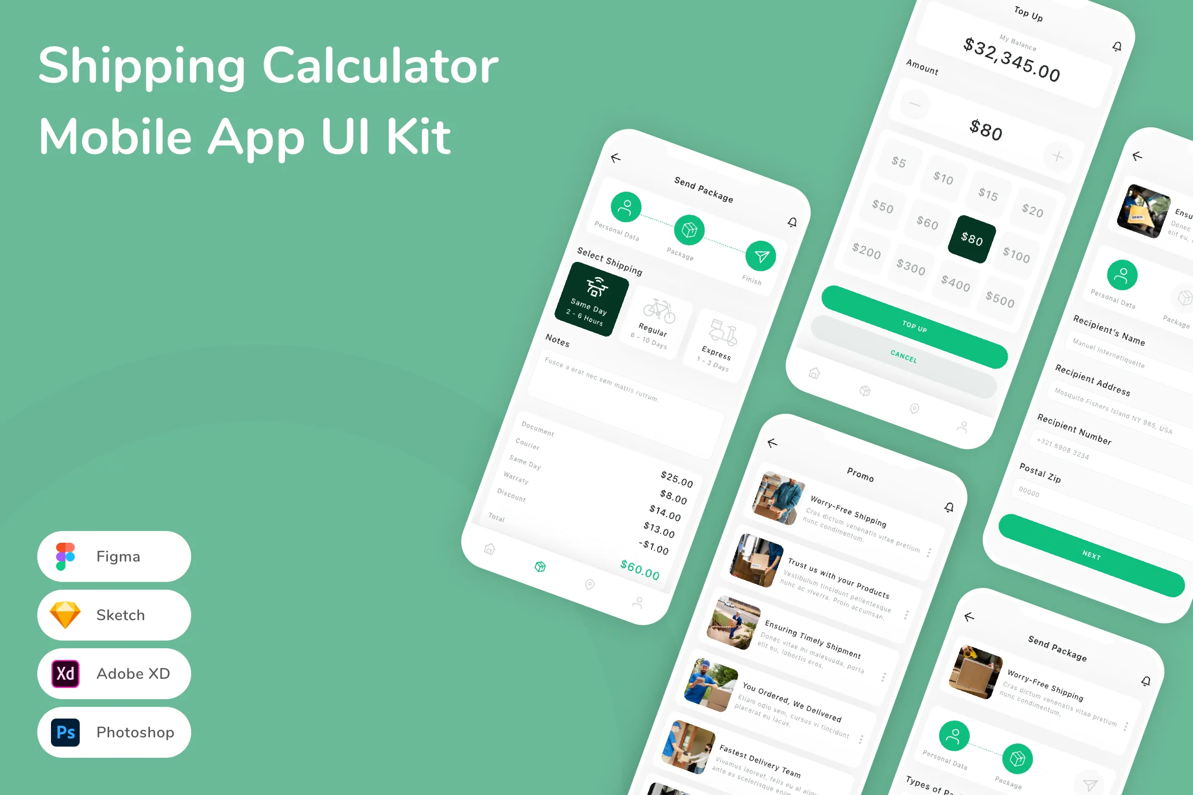 Shipping Calculator Mobile App UI Kit