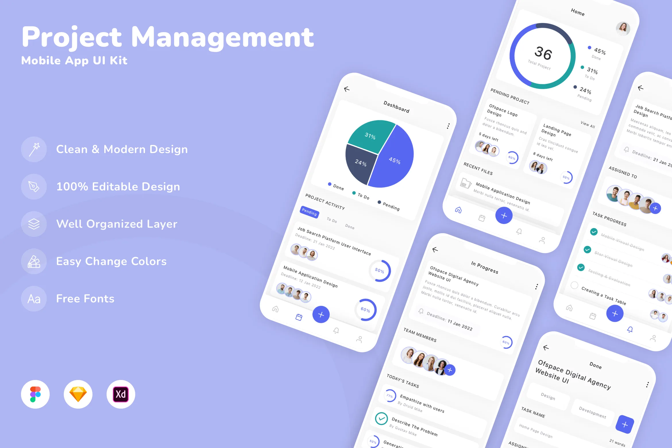 Project Management Mobile App UI Kit