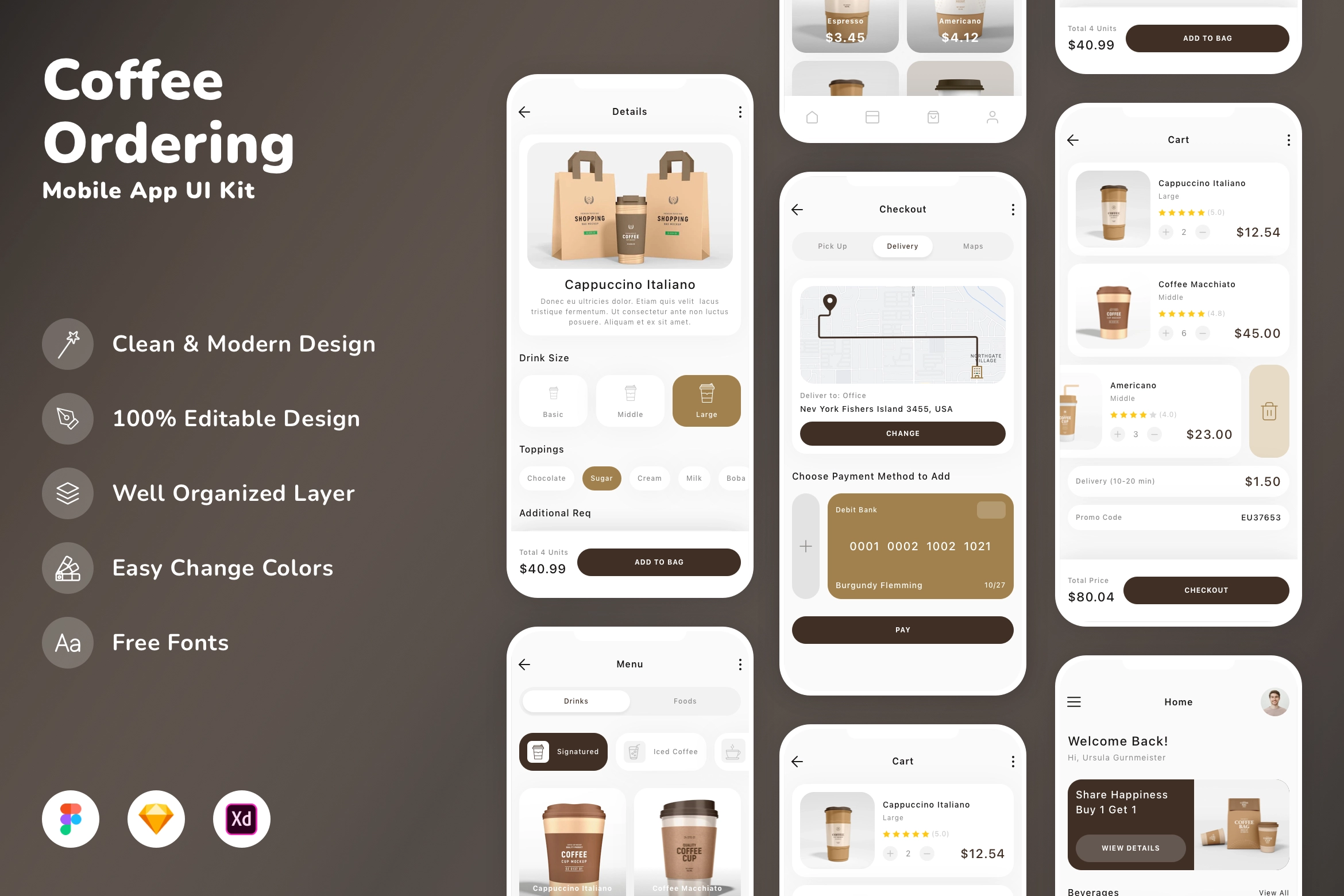 Coffee Ordering Mobile App UI Kit
