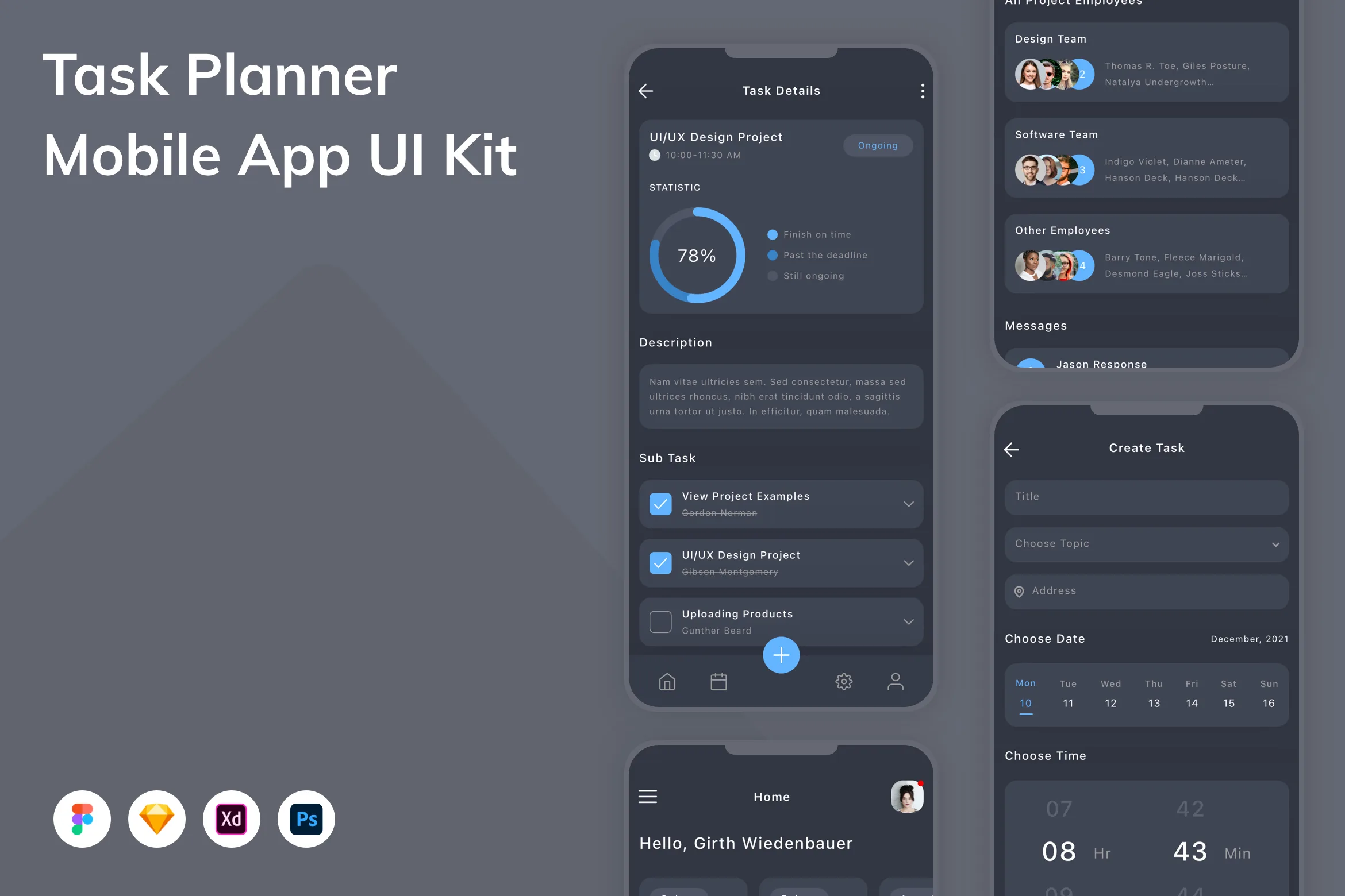 Task Planner Mobile App UI Kit