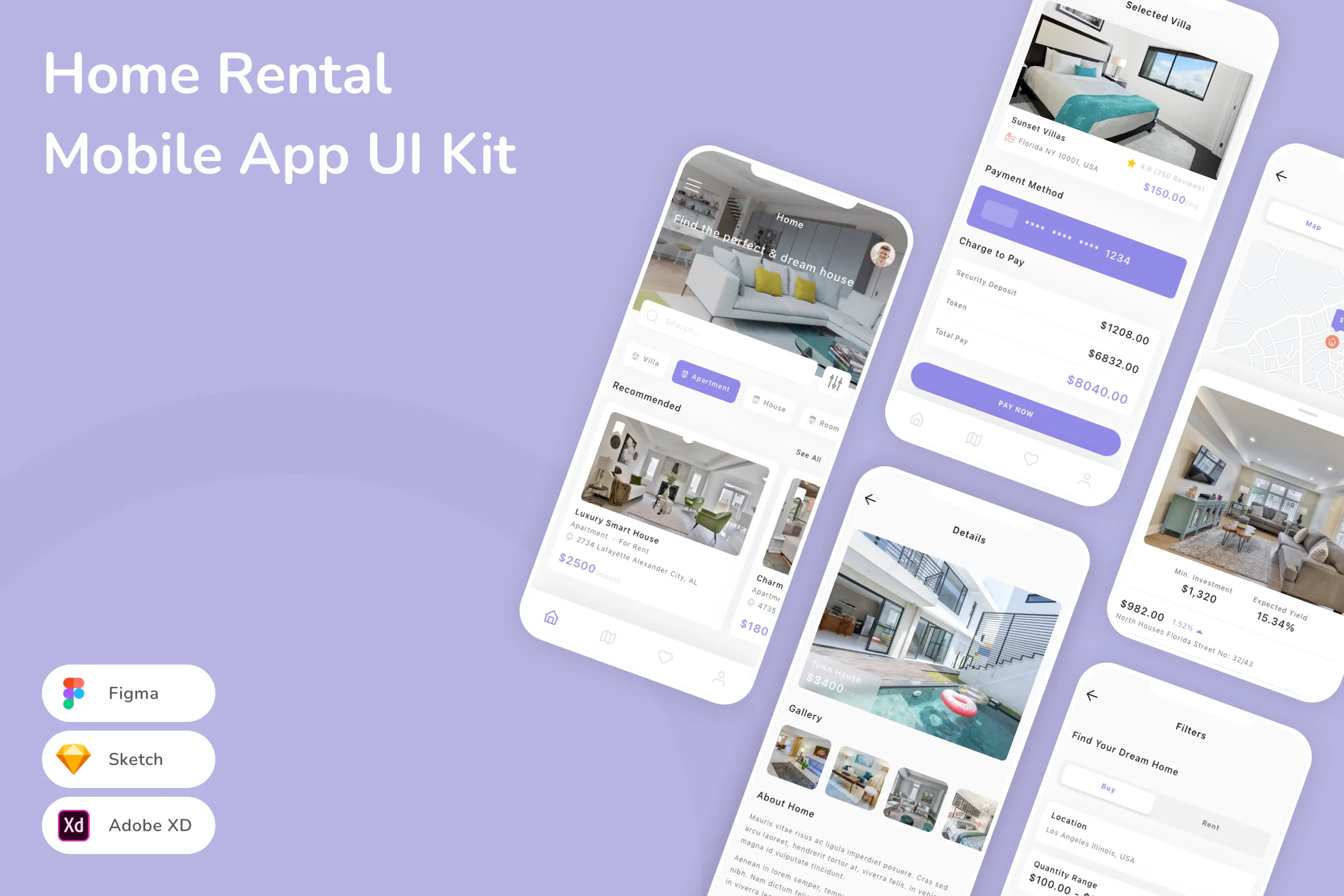 Video Rental System Ui Home Rental Mobile App UI Kit for Figma, Sketch & XD | UIworkshop