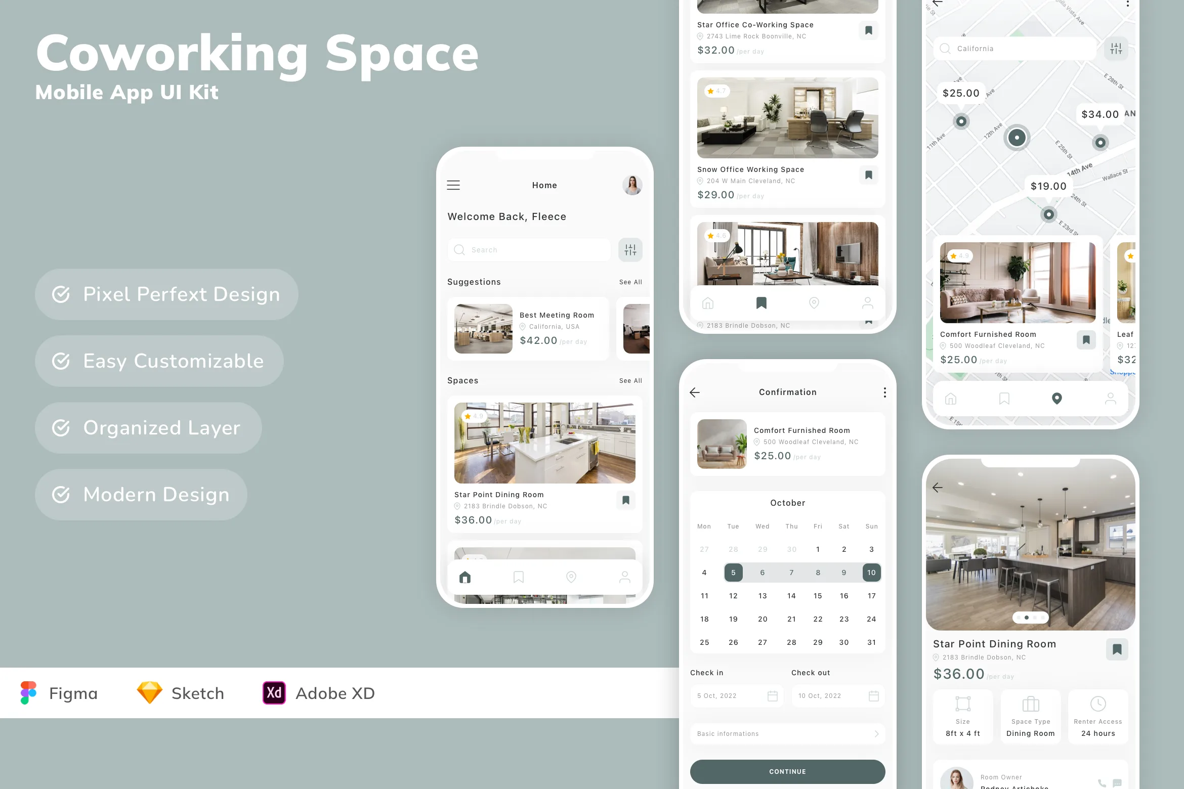 Coworking Space Mobile App UI Kit