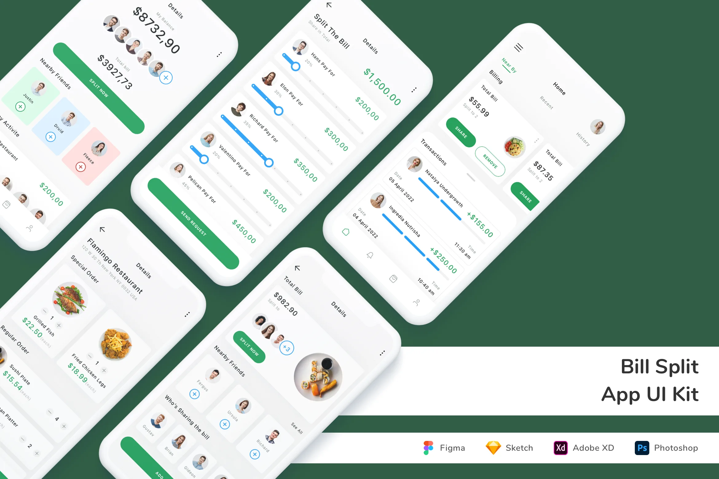 Bill Split App UI Kit for Figma, Sketch & XD | UIworkshop