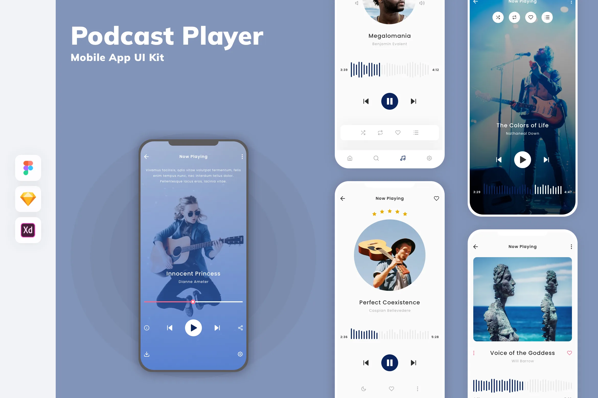 Podcast Player Mobile App UI Kit for Figma, Sketch & XD | UIworkshop