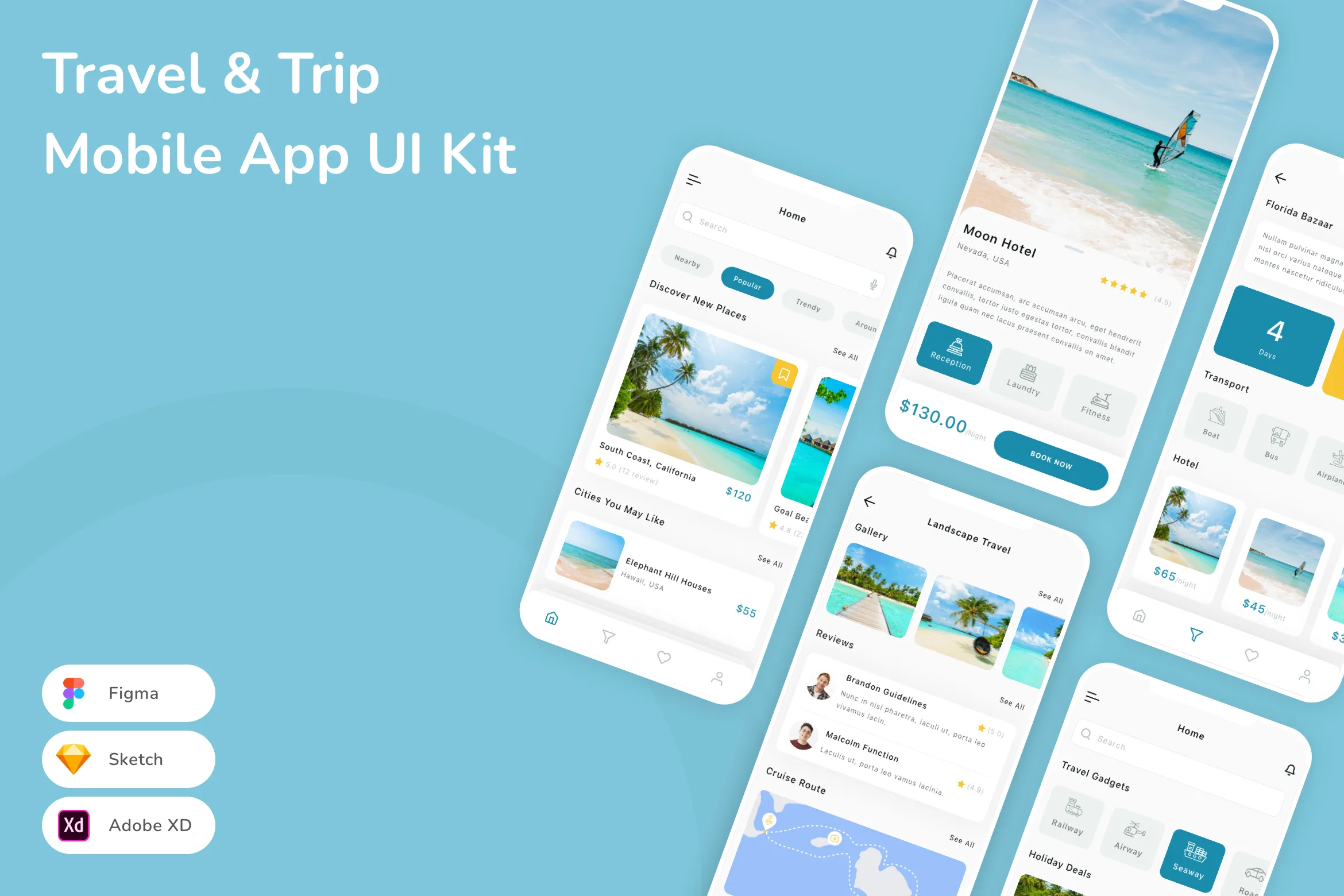 Travel & Trip Booking Mobile App UI Kit