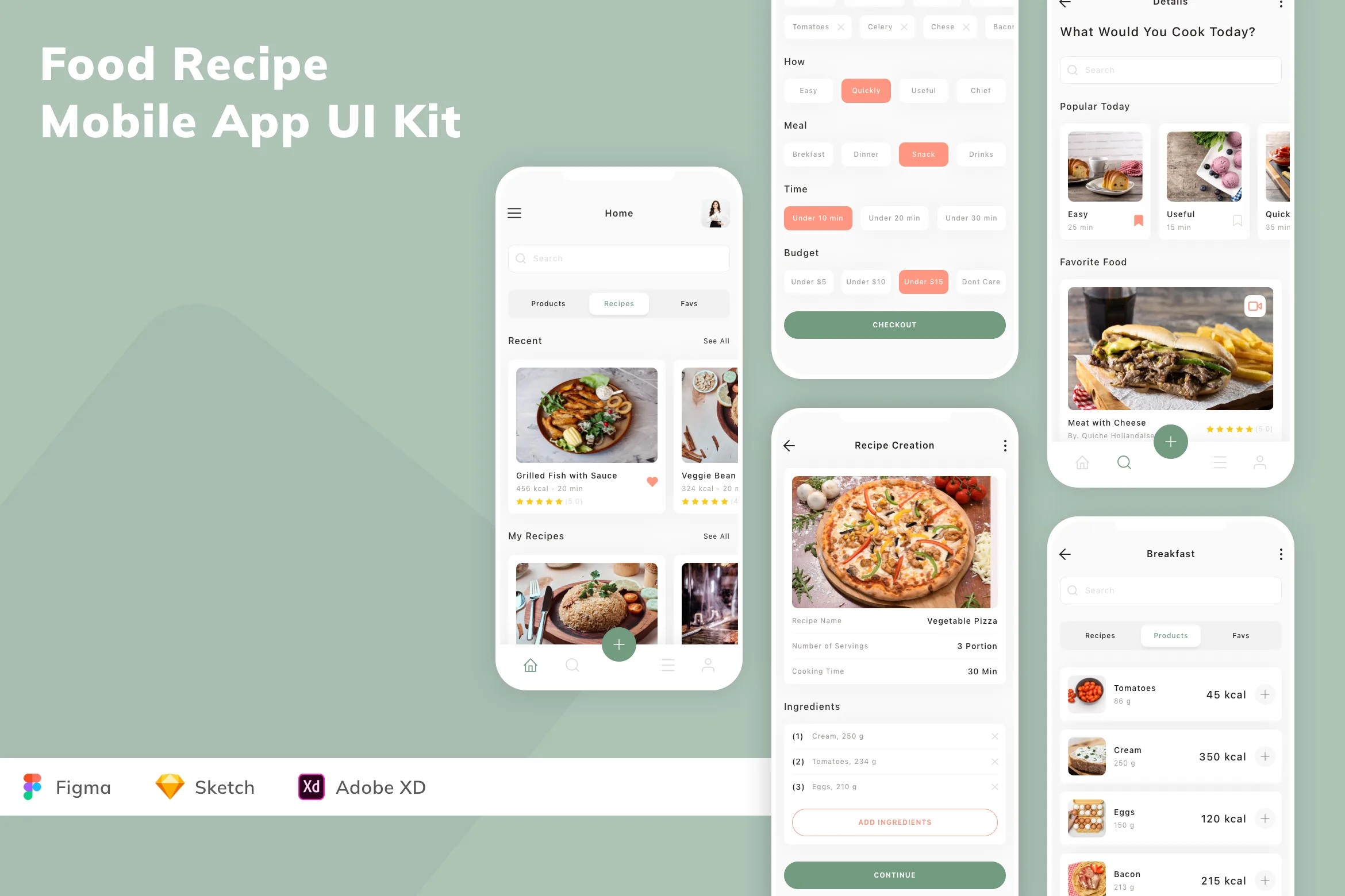 Food Recipe Mobile App UI Kit