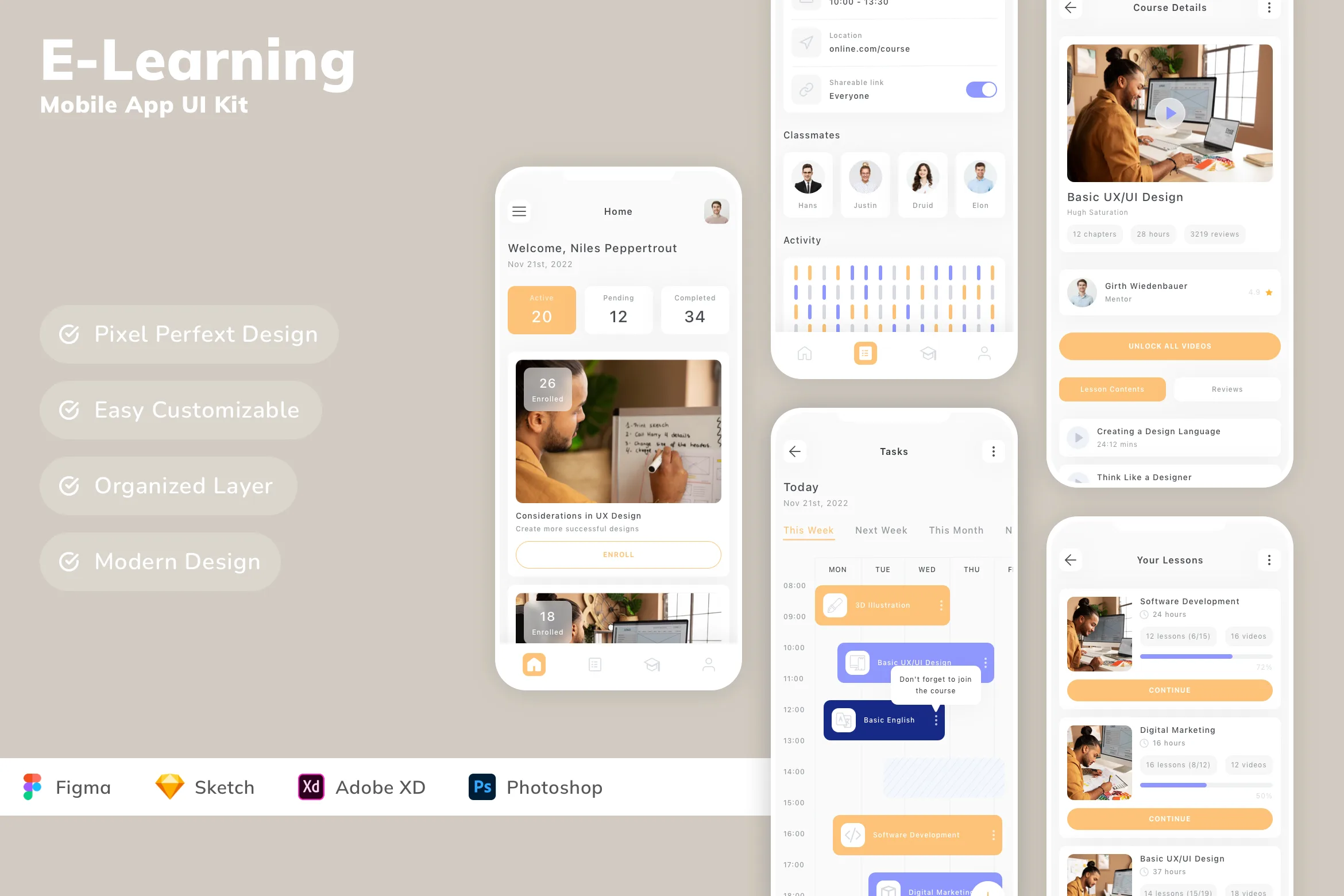 E-Learning Mobile App UI Kit