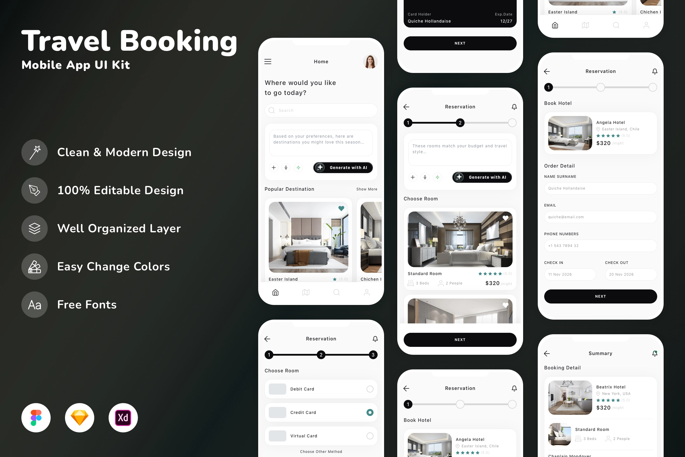 Travel Booking Mobile App UI Kit