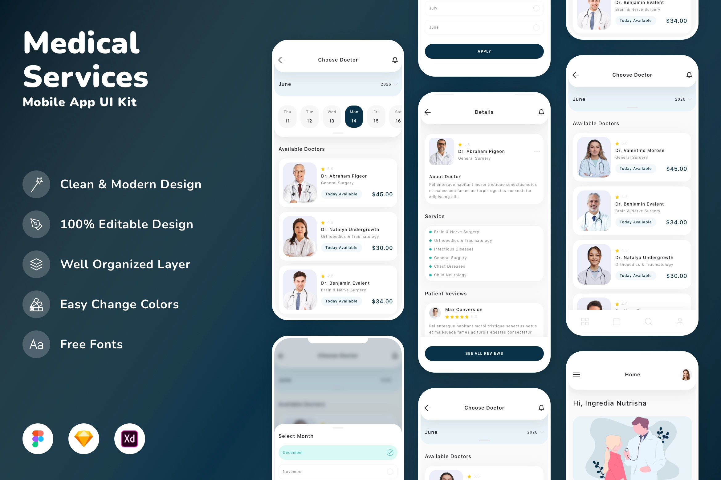 Medical Services Mobile App UI Kit