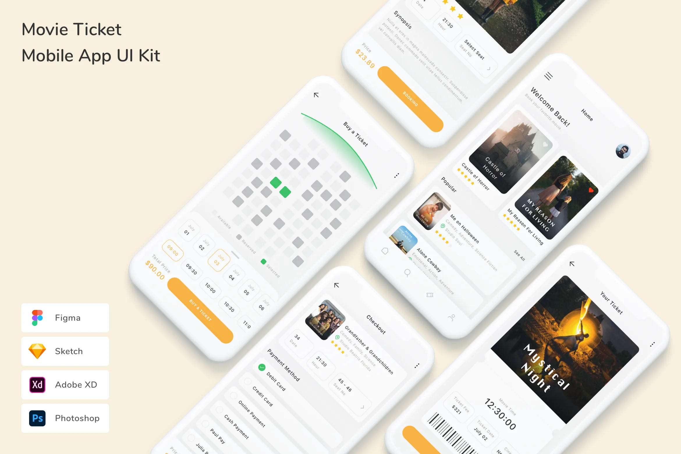 Movie Ticket Mobile App UI Kit