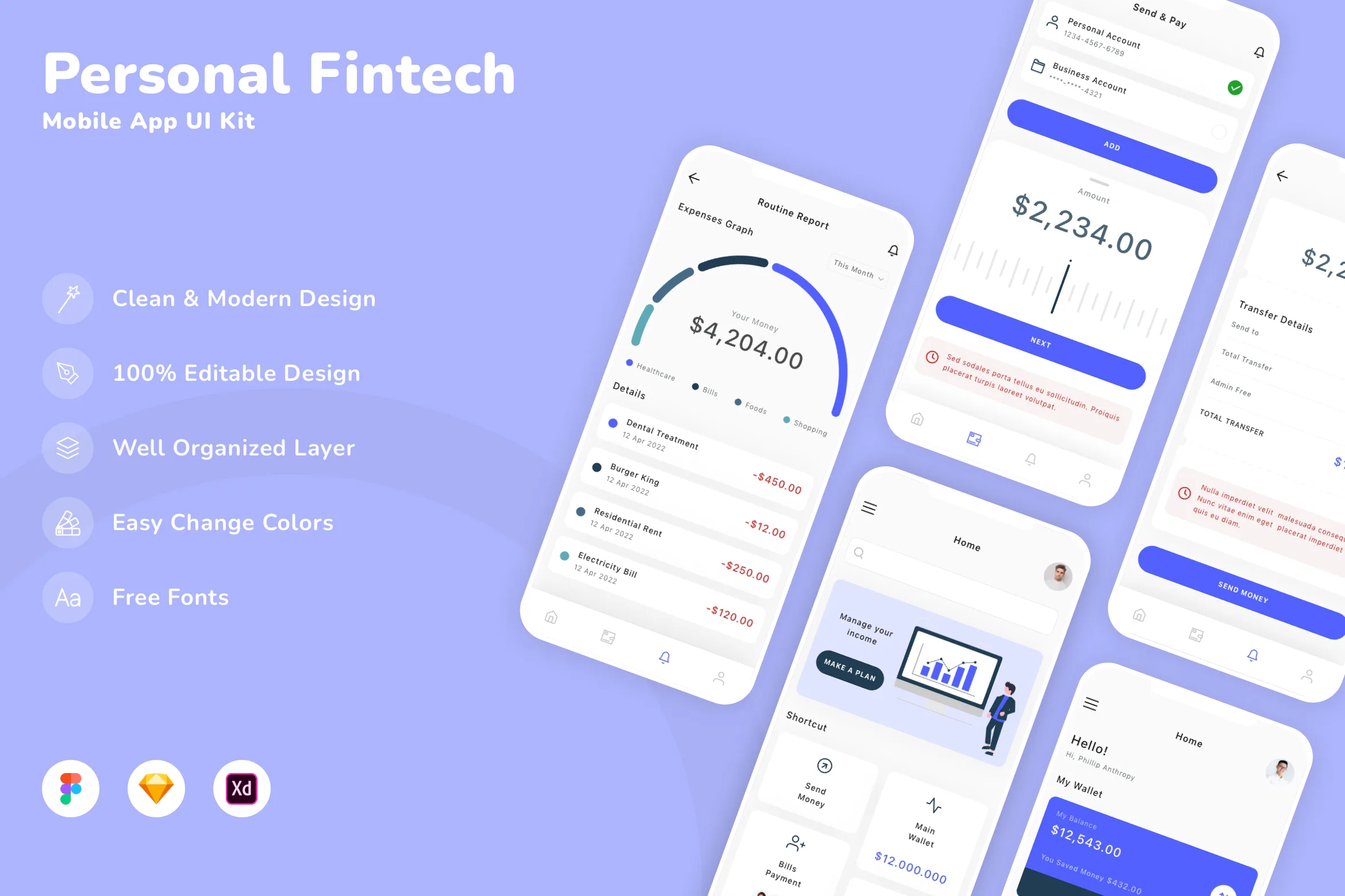 Personal Fintech Mobile App UI Kit