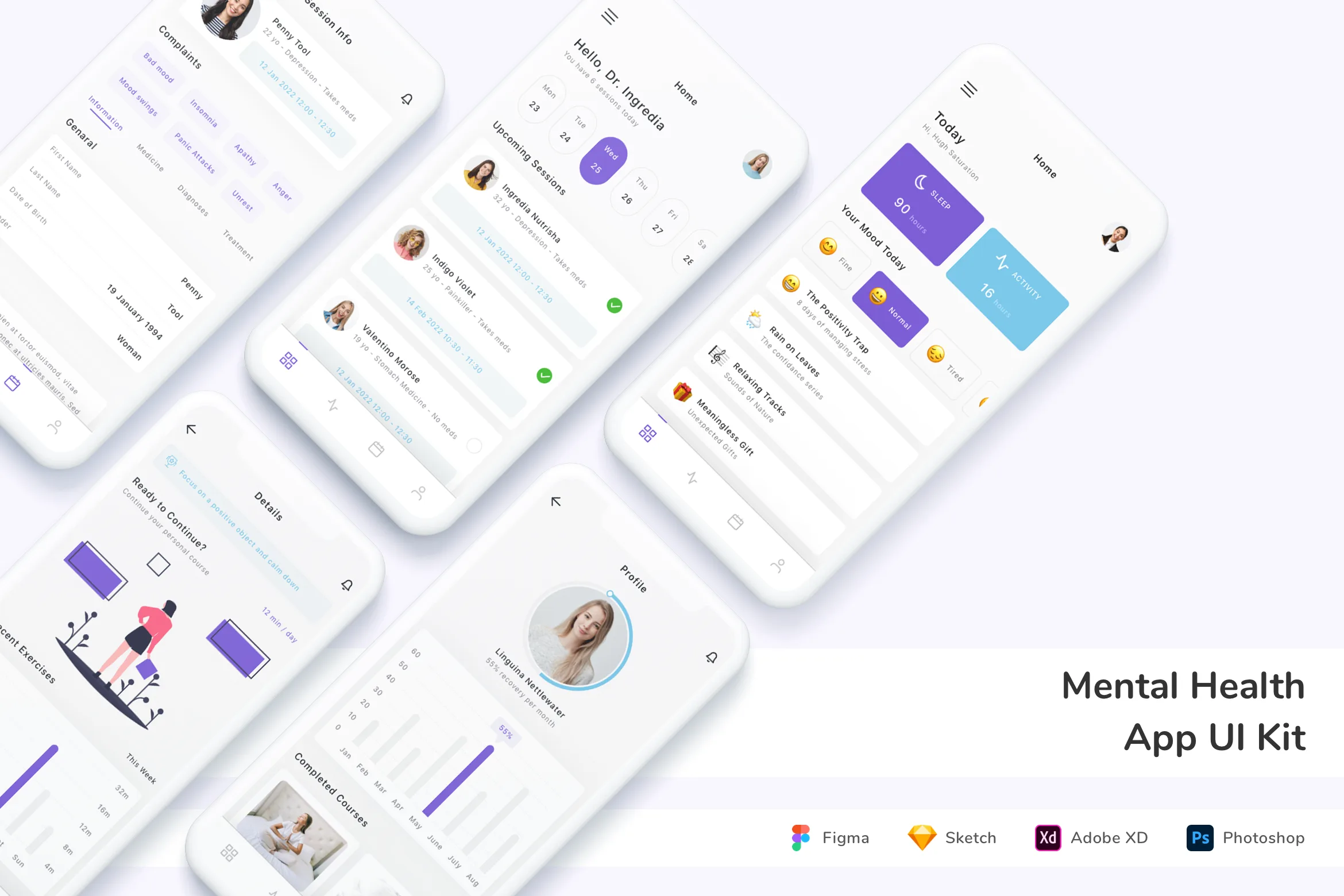 Mental Health App UI Kit for Figma, Sketch & XD | UIworkshop