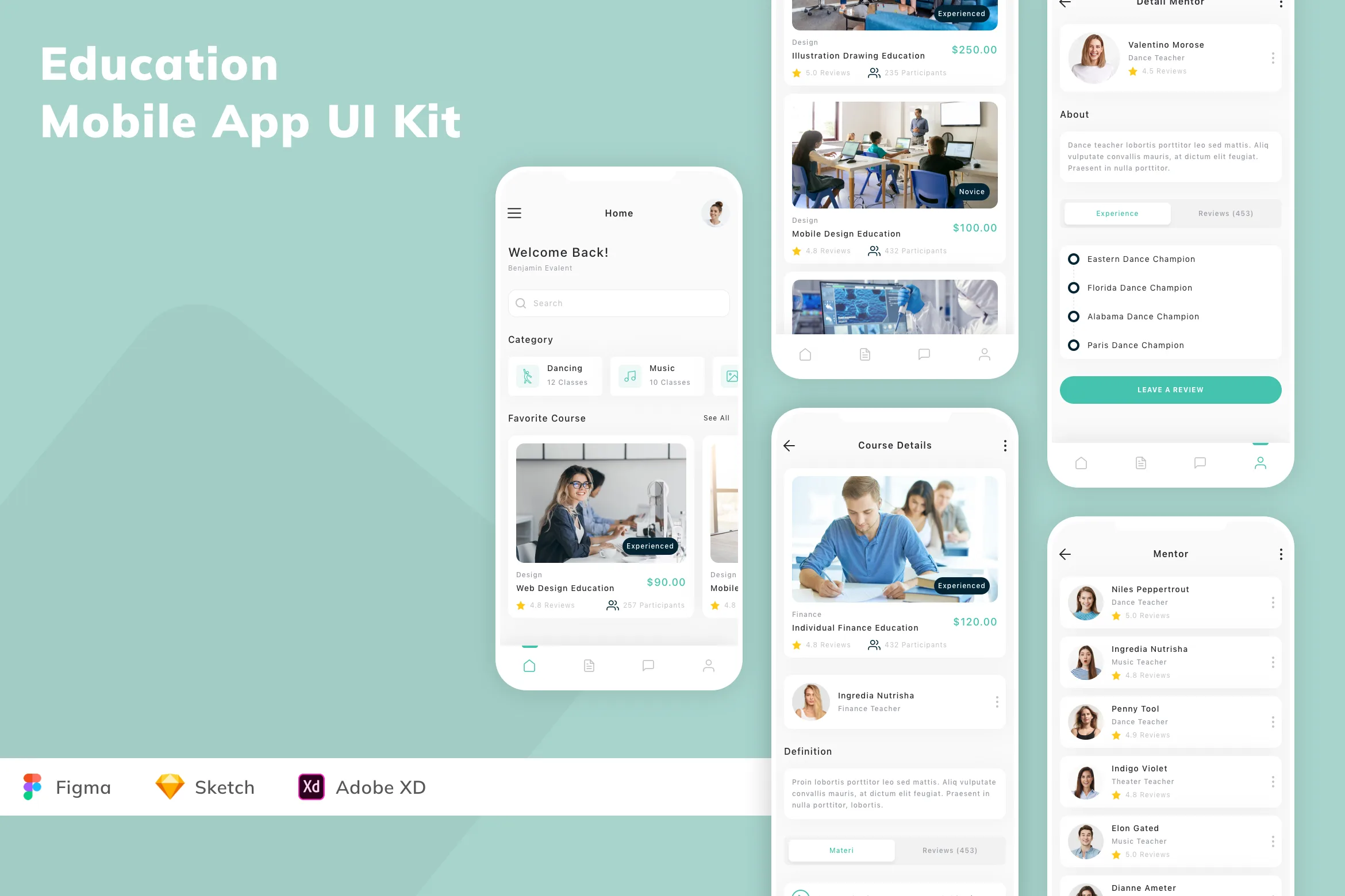 Education Mobile App UI Kit for Figma, Sketch & XD | UIworkshop