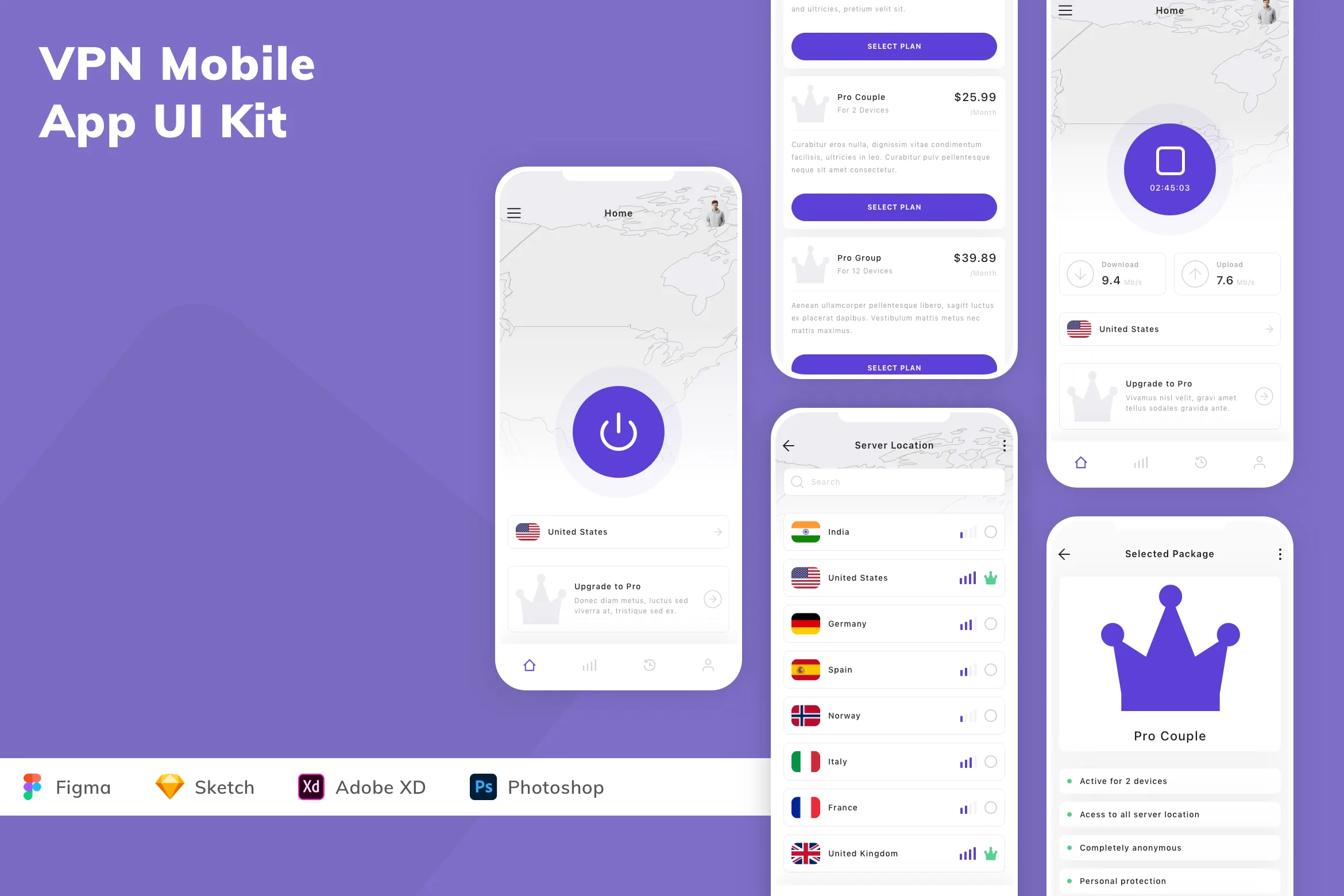 VPN Mobile App UI Kit