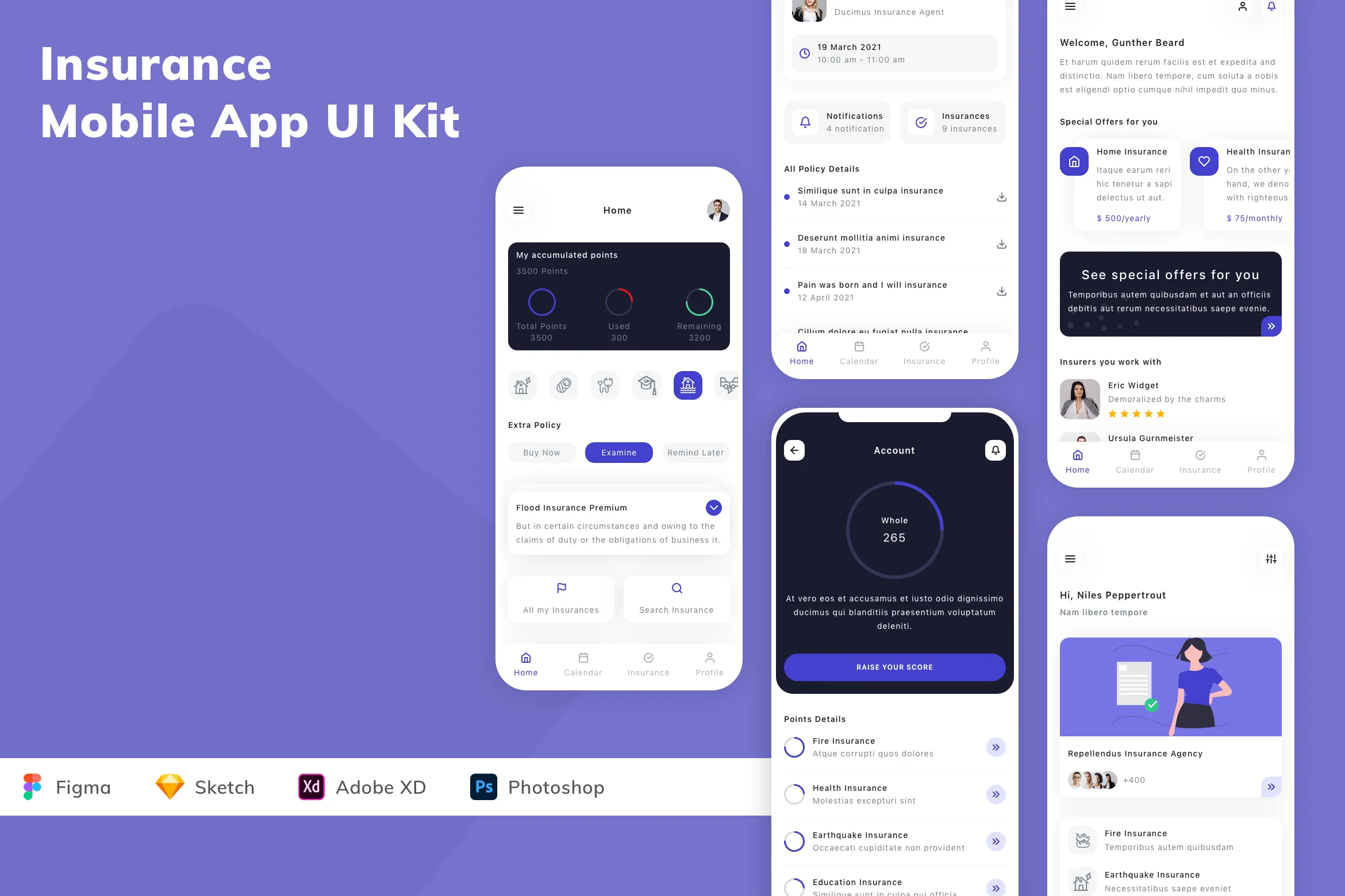 Insurance Mobile App UI Kit