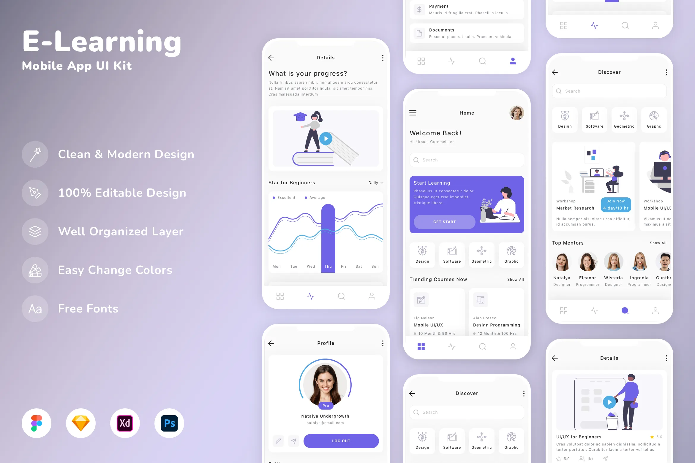 E-Learning Mobile App UI Kit