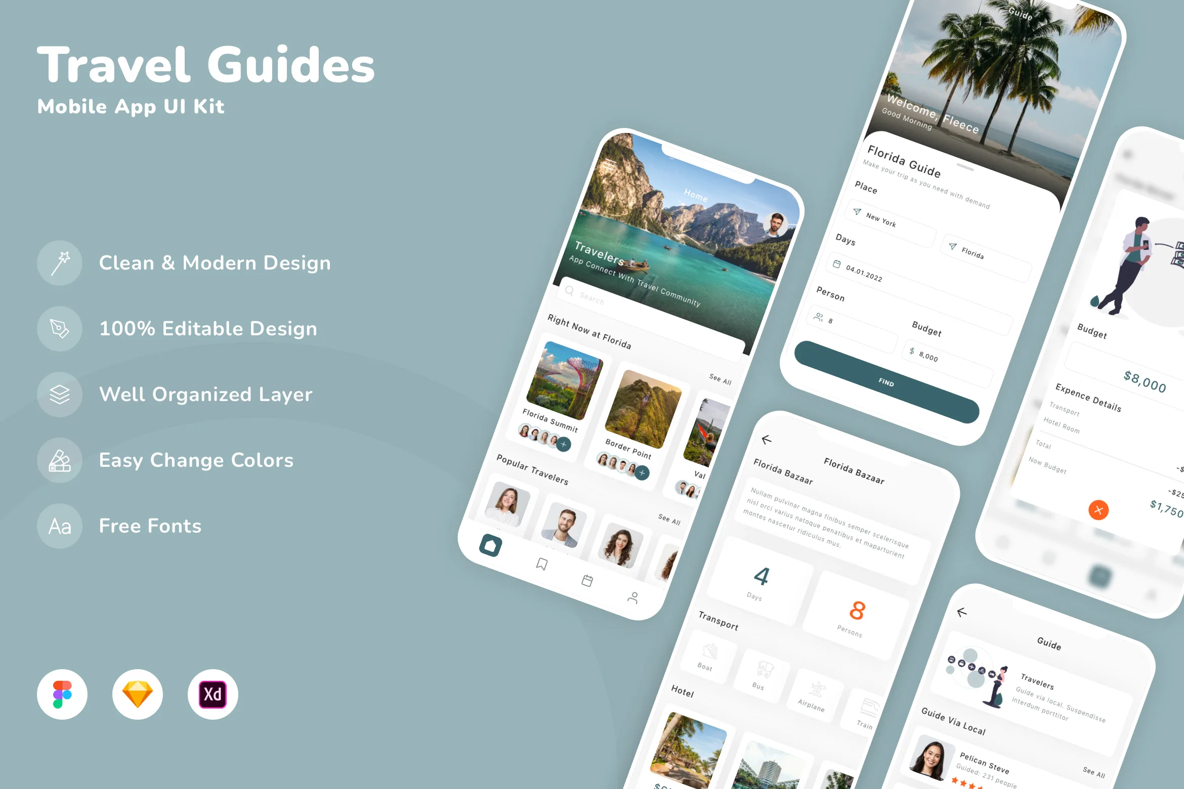 Travel Guides Mobile App UI Kit