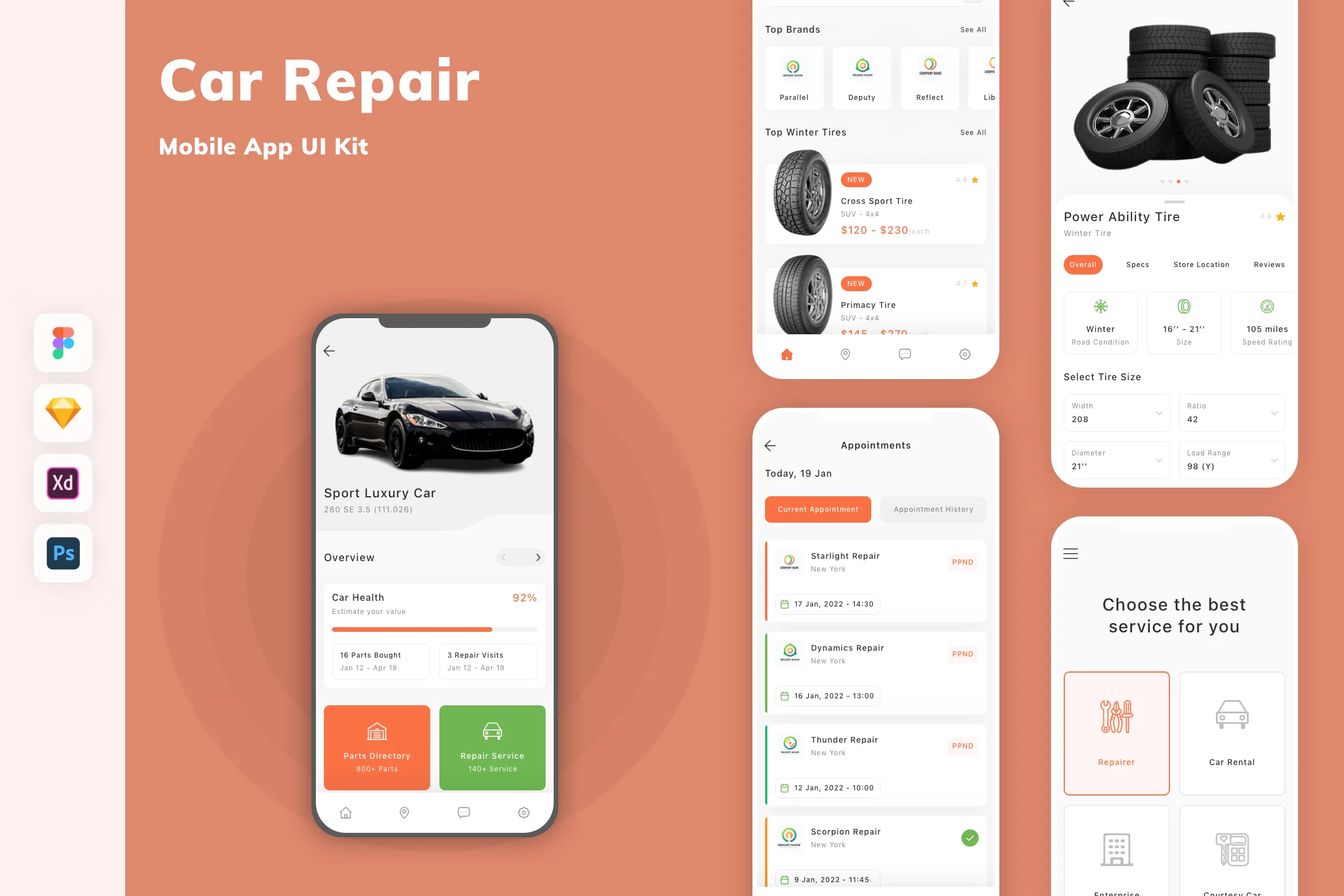 Car Repair Mobile App UI Kit