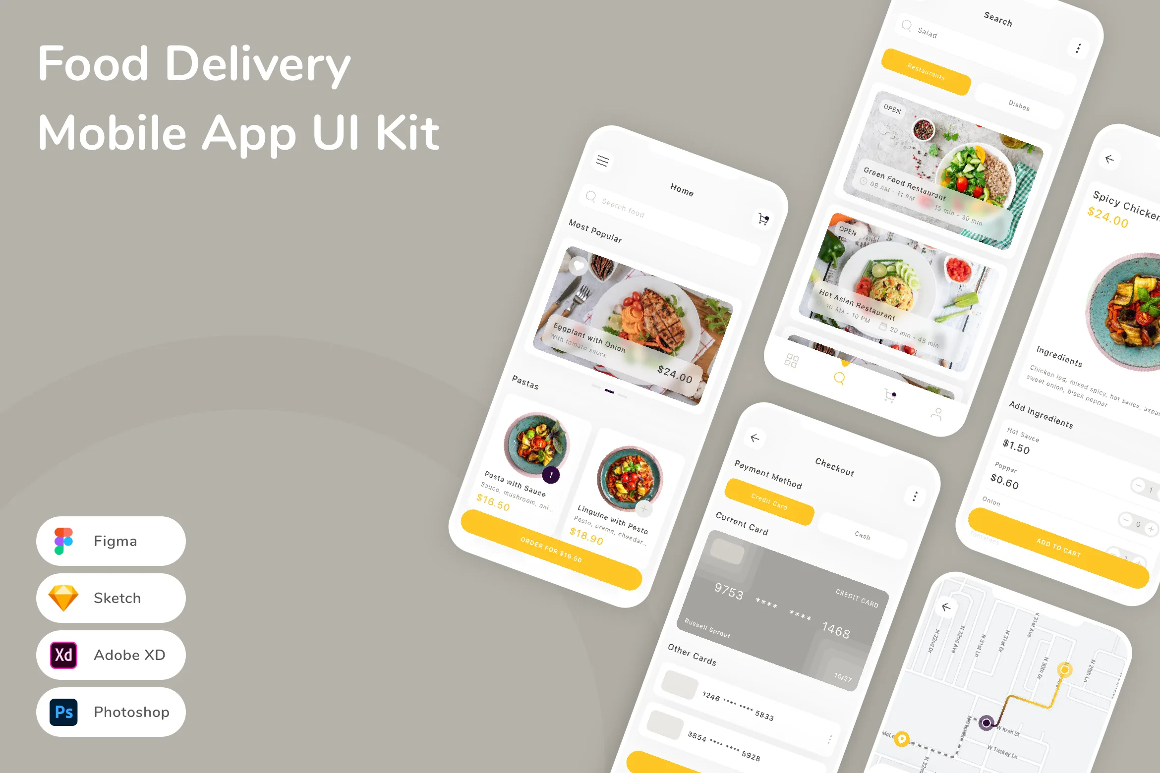 Food Delivery Mobile App UI Kit for Figma, Sketch & XD | UIworkshop