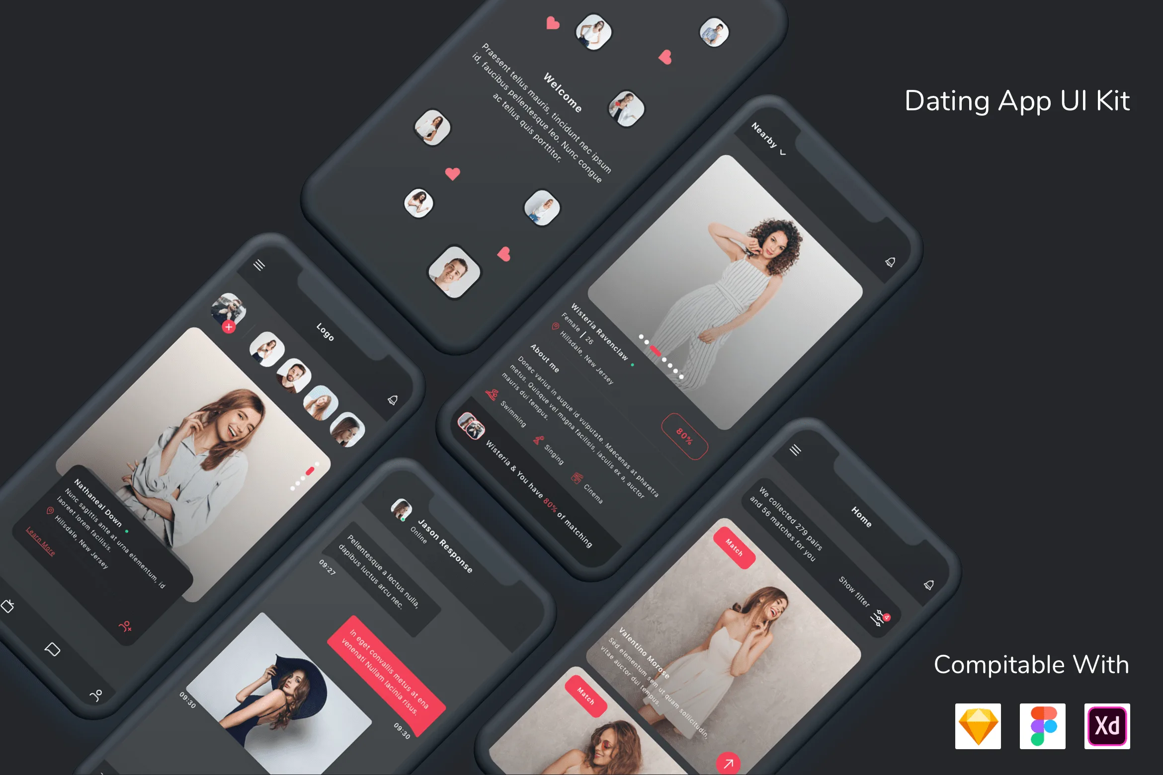 Dating App UI Kit Dark Mode
