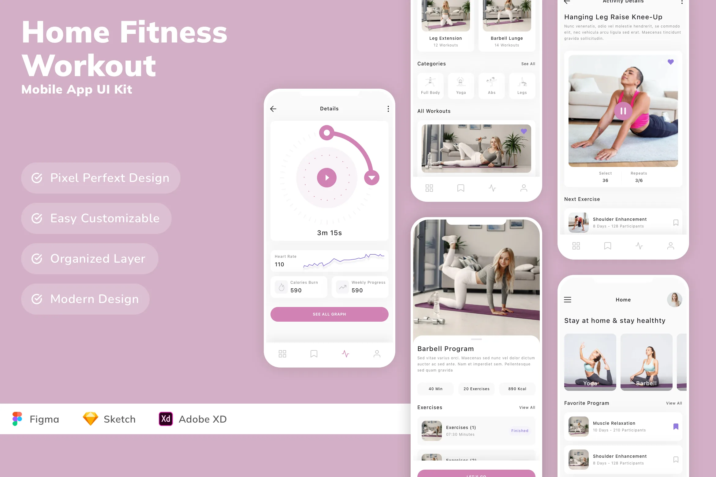 Home Fitness & Workout Mobile App UI Kit