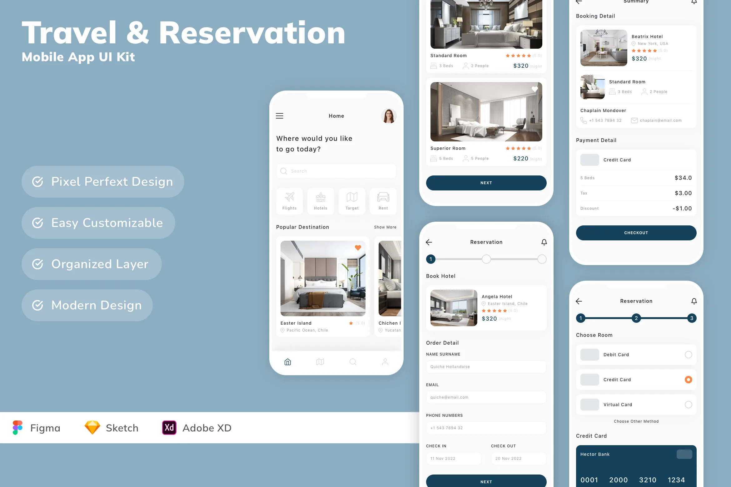 Travel & Reservation Mobile App UI Kit