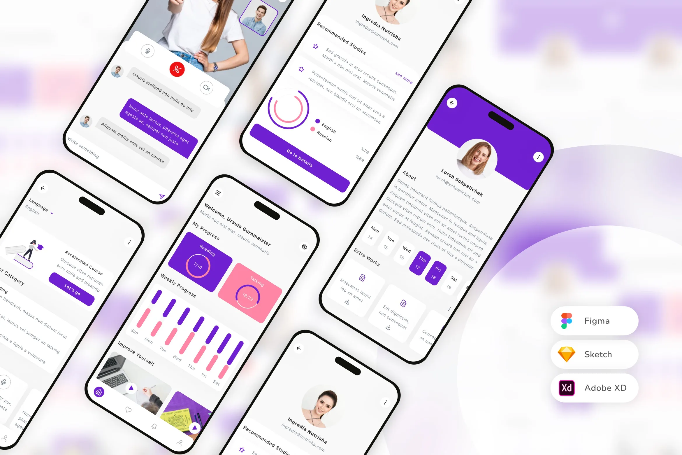 Language Learning & Course Mobile App UI Kit
