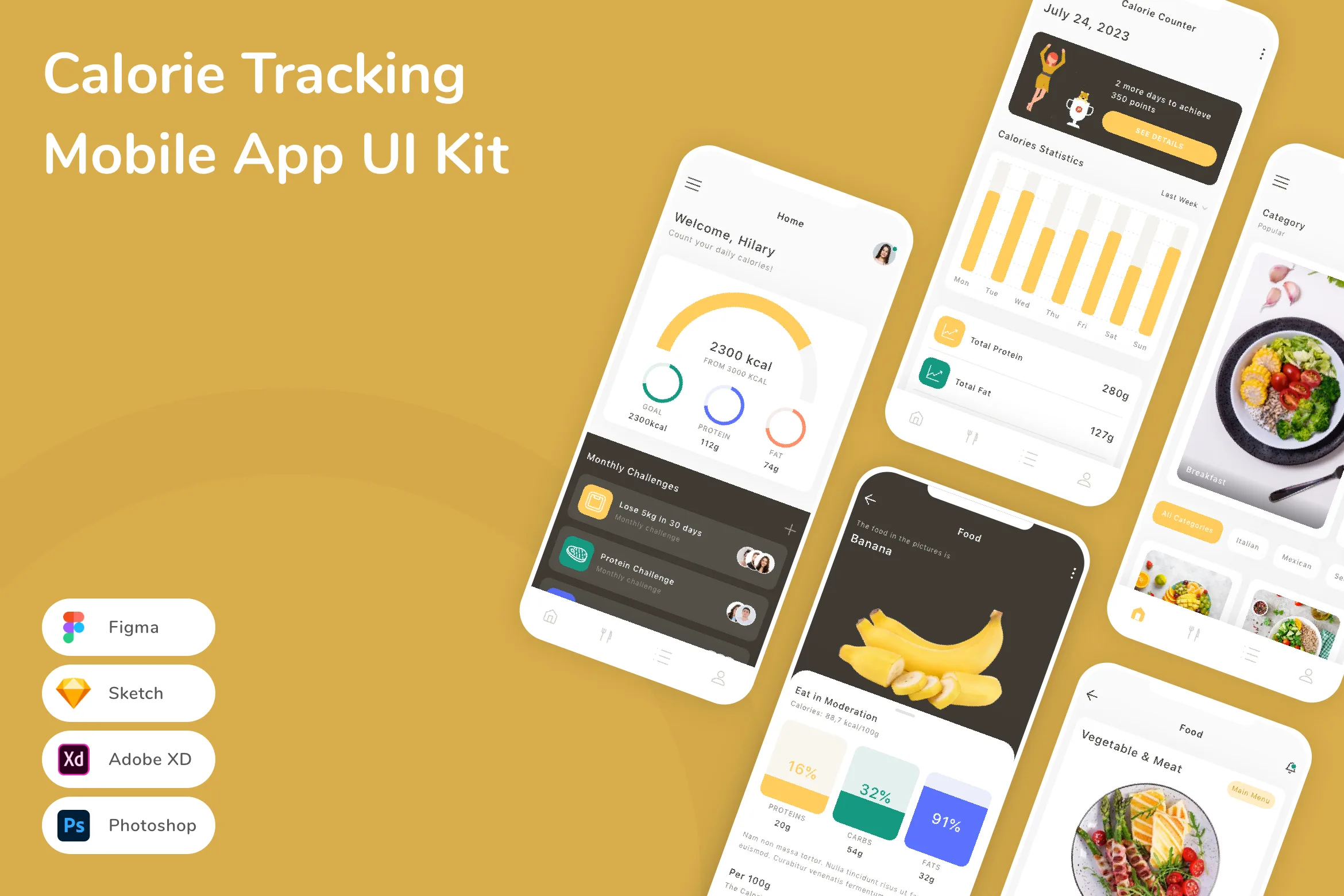 Calorie Tracking Mobile App UI Kit