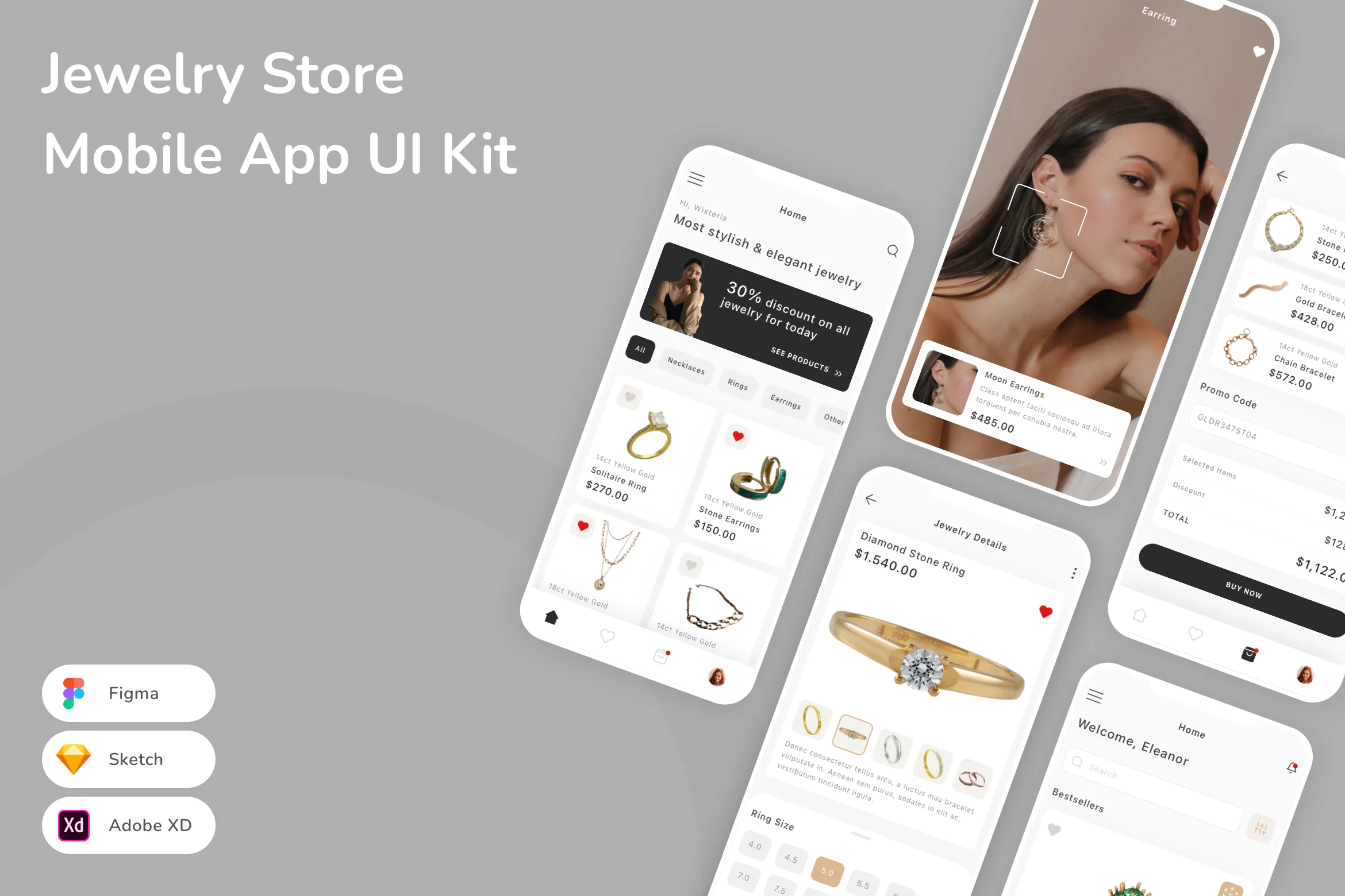 Jewelry Store Mobile App UI Kit for Figma, Sketch & XD | UIworkshop