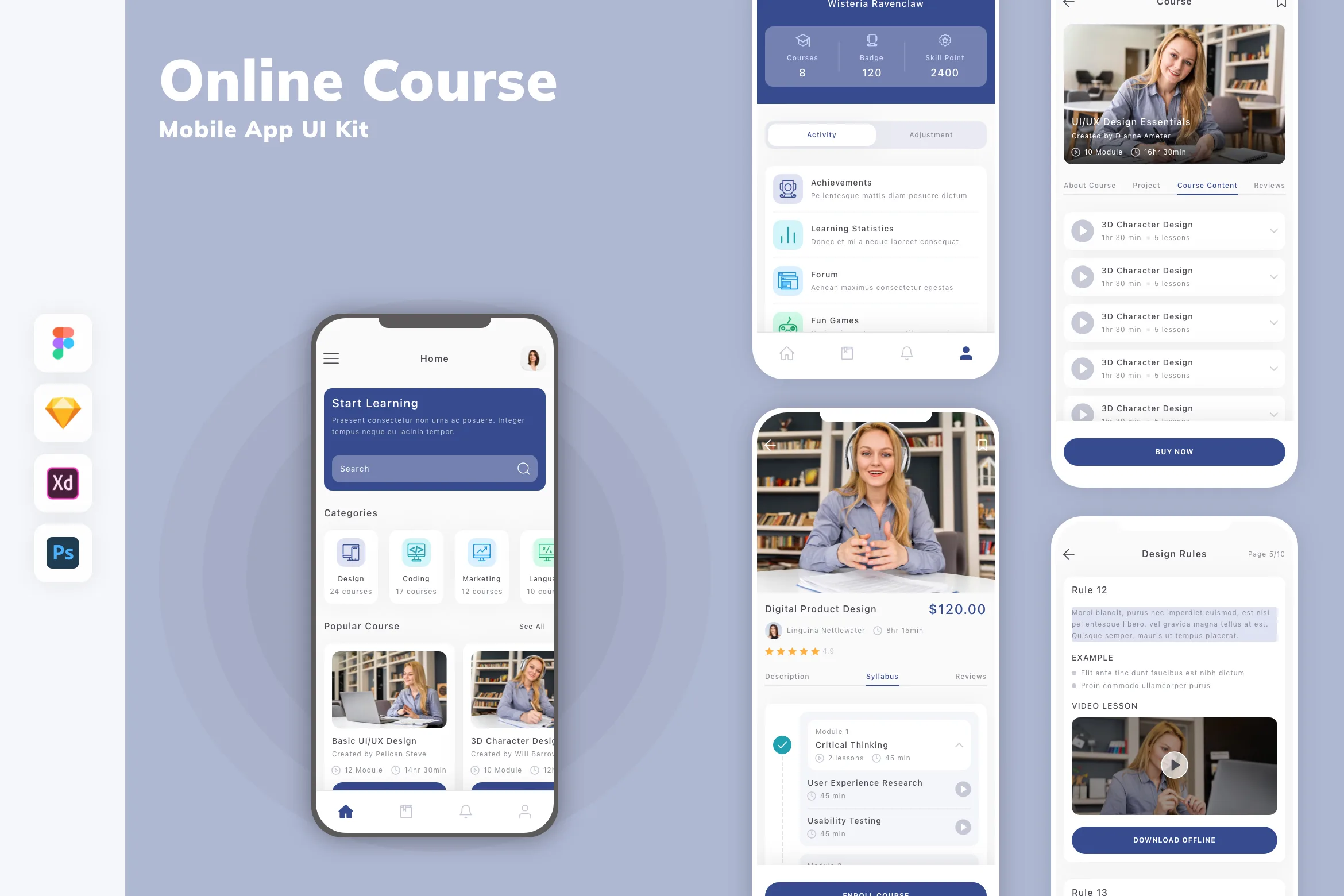 Online Course Mobile App UI Kit