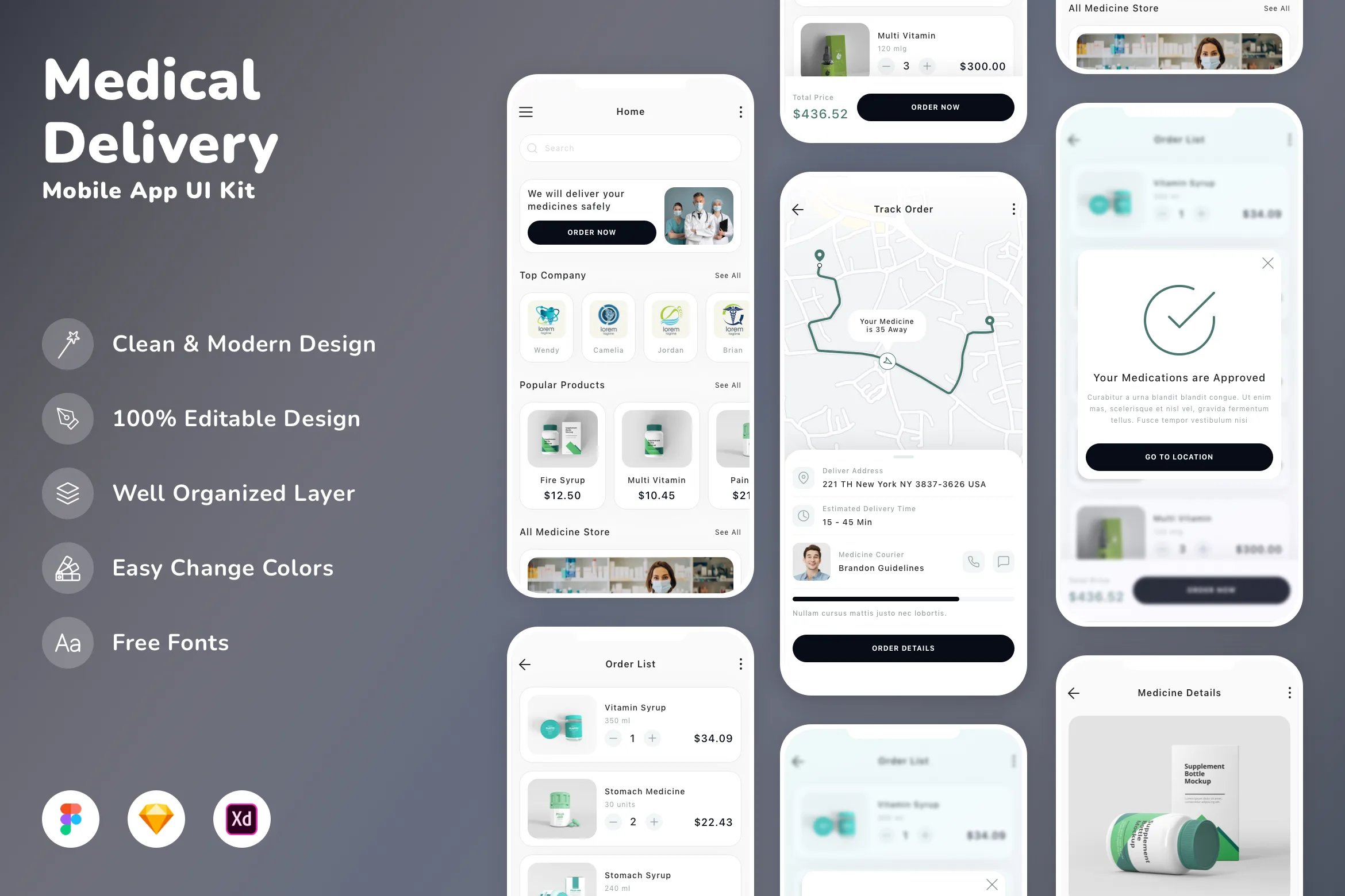 Medical Delivery Mobile App UI Kit