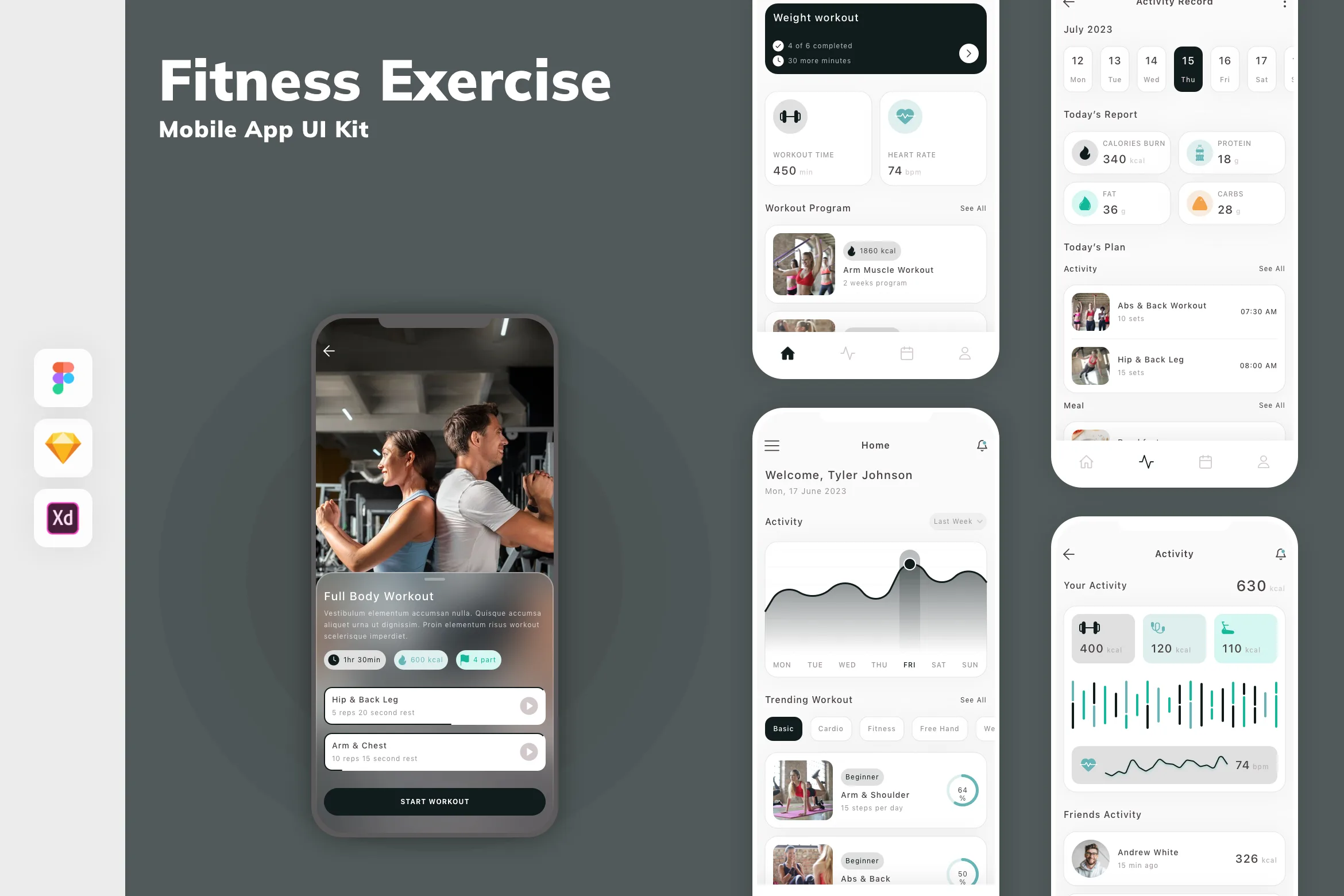 Fitness Exercise Mobile App UI Kit