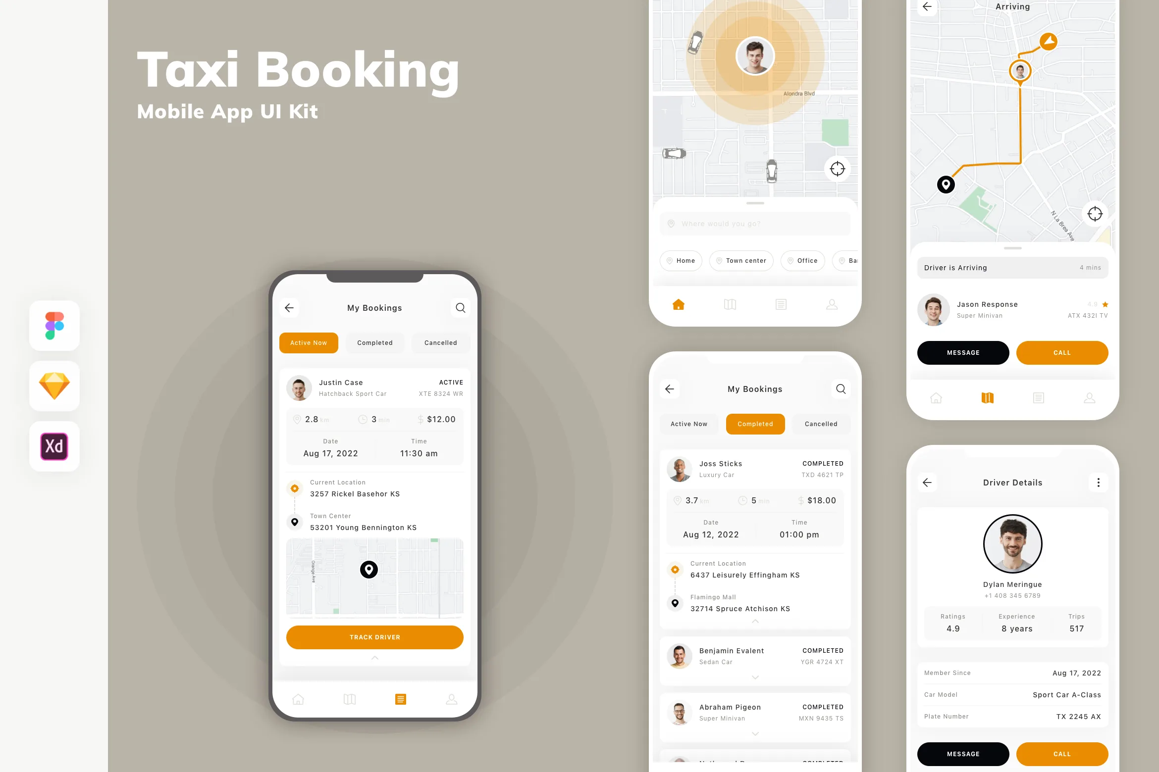 Taxi Booking Mobile App UI Kit