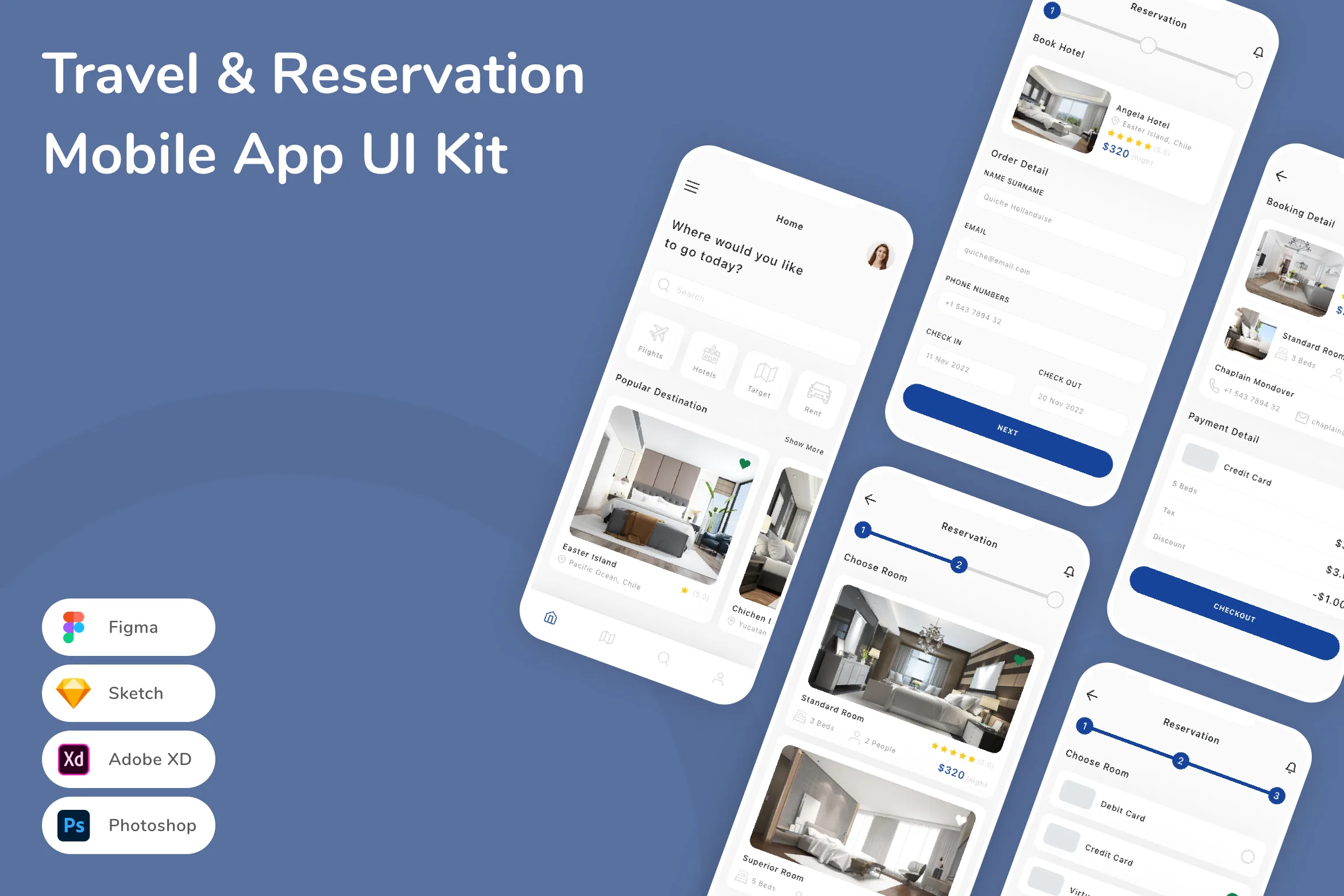 Travel & Reservation Mobile App UI Kit