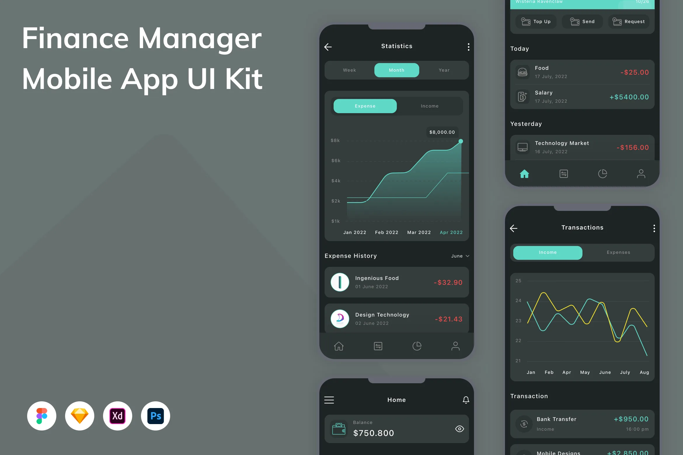 Finance Manager Mobile App UI Kit