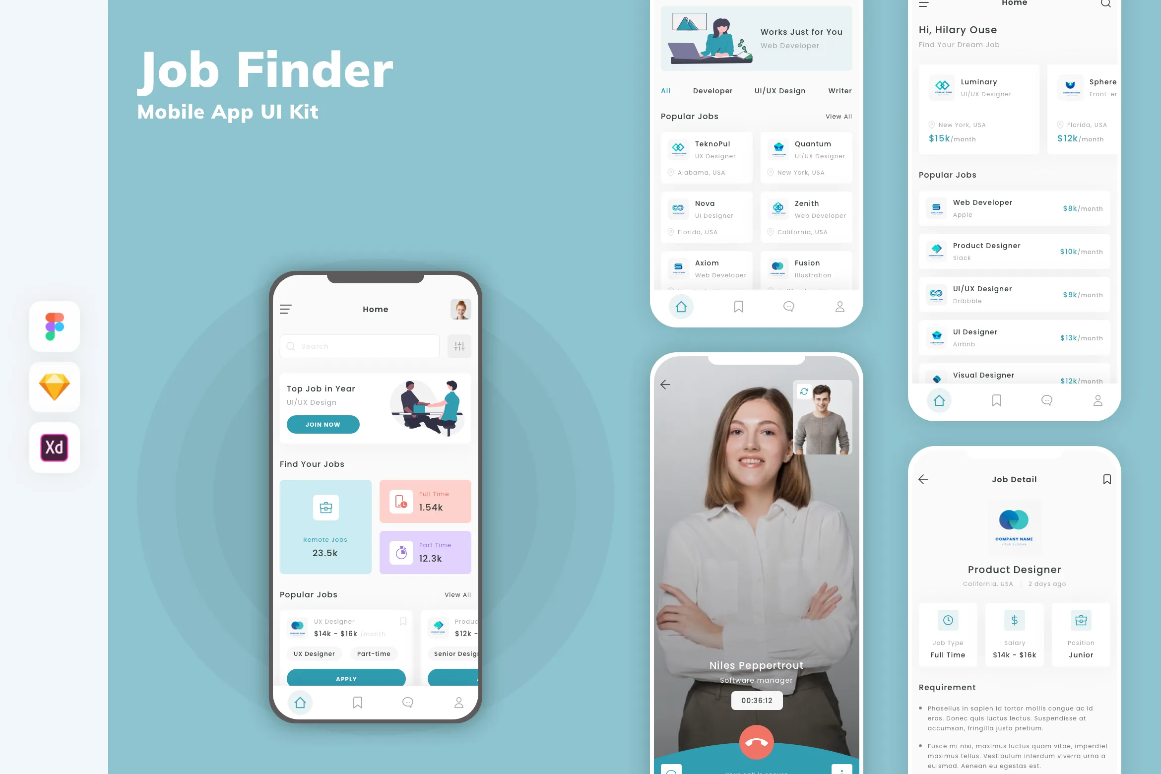 Job Finder Mobile App UI Kit for Figma, Sketch & XD | UIworkshop