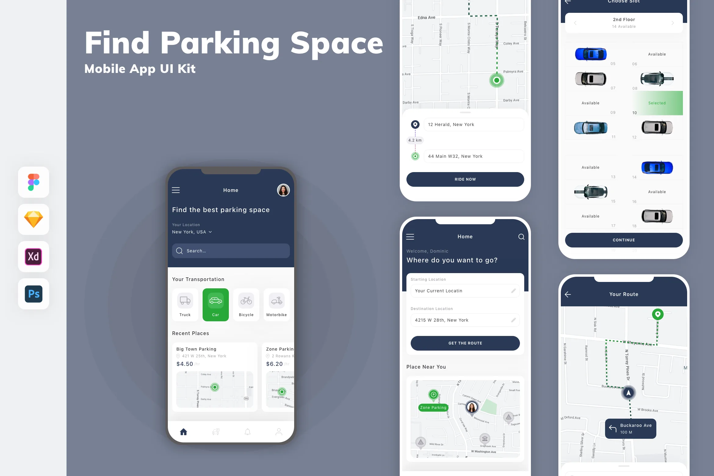 Find Parking Space Mobile App UI Kit