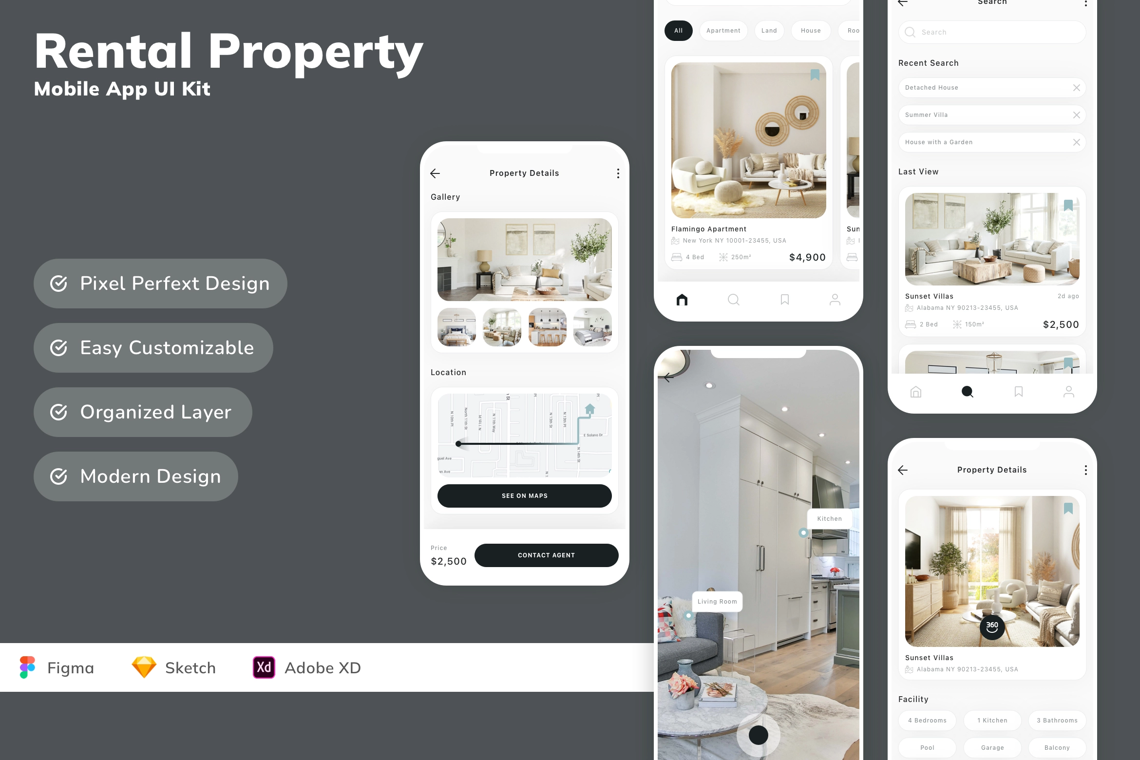 Rental Property Mobile App UI Kit